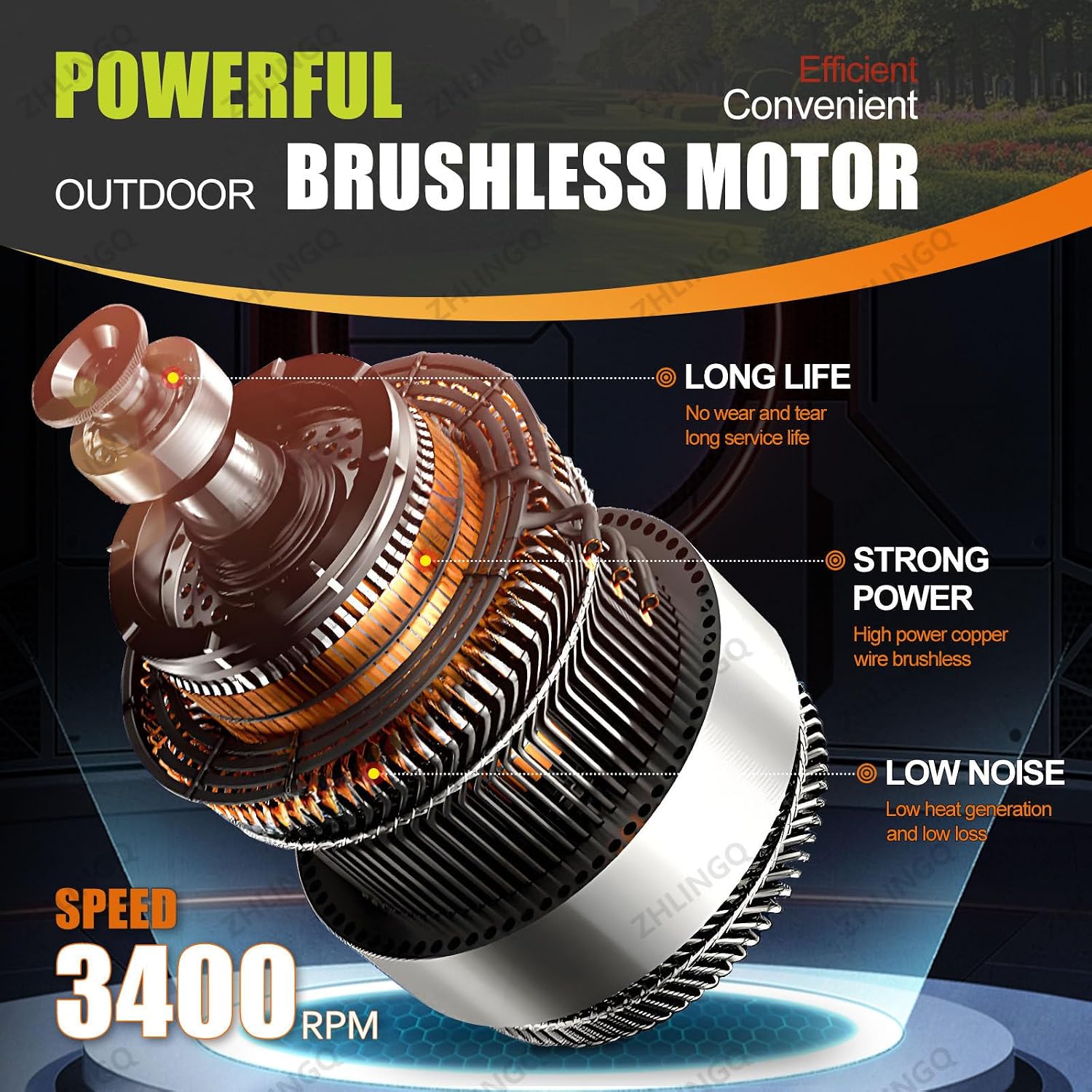 Self-Propelled Cordless Lawn Mower, 40V Brushless Electric Lawn Mower with 3-Position Cutting Height - 30mm/50mm/70mm, 4000mAh Lithium Battery, Push Mower for Garden, Yard and Farm,Battery*2
