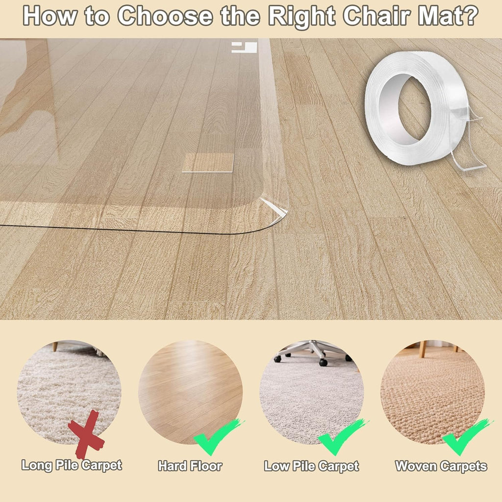MESAILUP Beveled Edge Office Chair Mat for Carpet or Hardwood Floor 36' x 46' Clear Chair Mats for a Smooth Glide and Easy Roll On/Off, Heavy Duty and Non-Slip Pad Floor Ultimate Desk Chair Mat