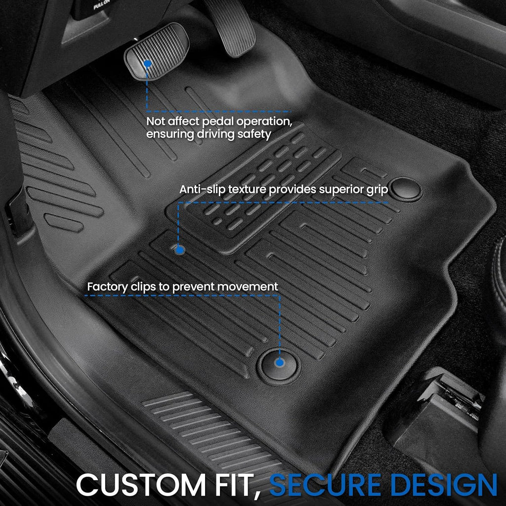 Floor Mats Cargo Mat Set for 2018-2024 Ford Expedition Max 8 Seats Bench Seat, Extra Sub-Trunk Mat and Door Sill Guards, All Weather TPE Cargo Liner Trunk Lower Mat Accessories