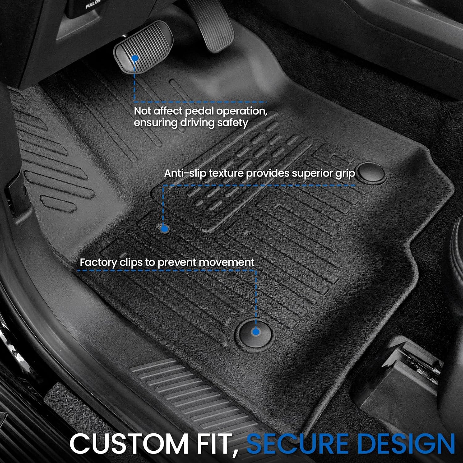 Floor Mats Cargo Mat Set for 2018-2024 Ford Expedition Max 8 Seats Bench Seat, Extra Sub-Trunk Mat and Door Sill Guards, All Weather TPE Cargo Liner Trunk Lower Mat Accessories