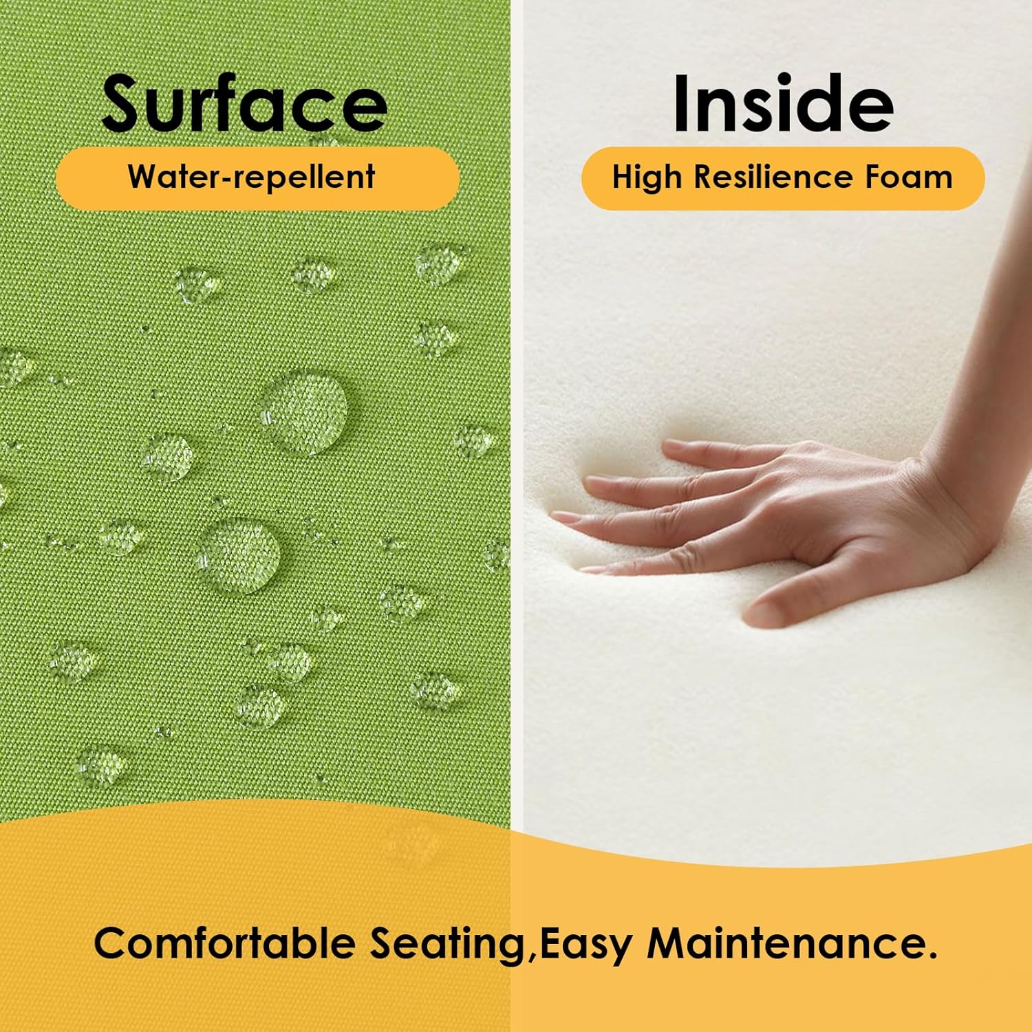 Outdoor Sunbrella Square Corner Seat Cushion, 18.5'x16'x3', Set of 4, Non Slip Seat Cushion Pads with Removable Cover for Patio Furniture, Garden Yard Lawn, Canvas Ginkgo