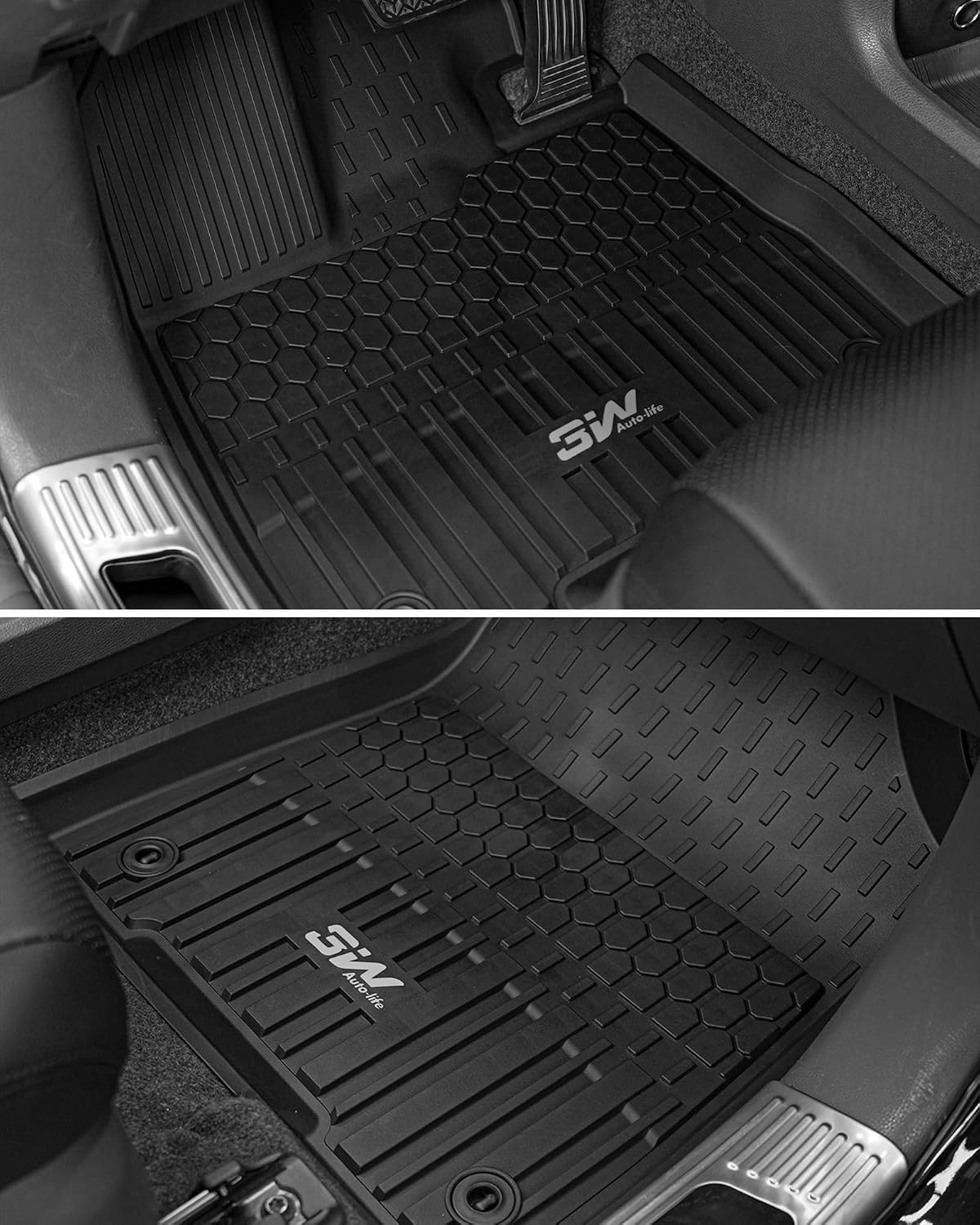 3W Floor Mats for Toyota Sienna 2021-2026 8 Seat LE/XLE, TPE All Weather Custom Fit Floor Liner for Toyota Sienna 1st, 2nd and 3rd Row, Black (Only for 8 Passenger)