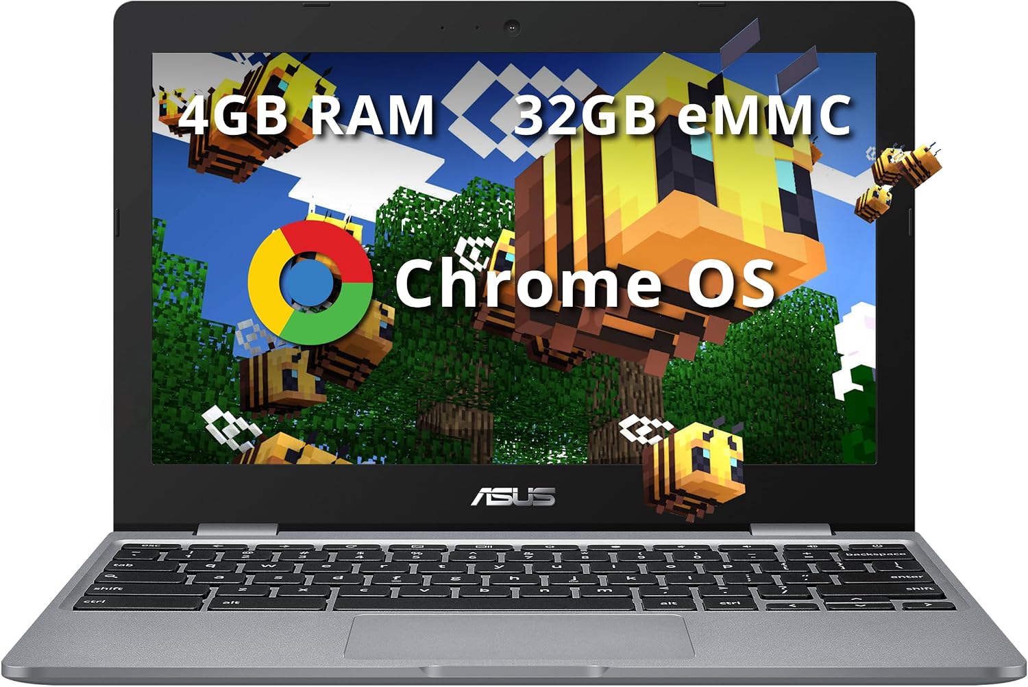 ASUS C223 11.6/'' HD Chromebook Laptop, Intel Celeron N3350 Processor, 4GB RAM, 32GB eMMC Flash Memory, Intel HD Graphics, HD Webcam, Stereo Speakers, Chrome OS, Gray, (renewed)