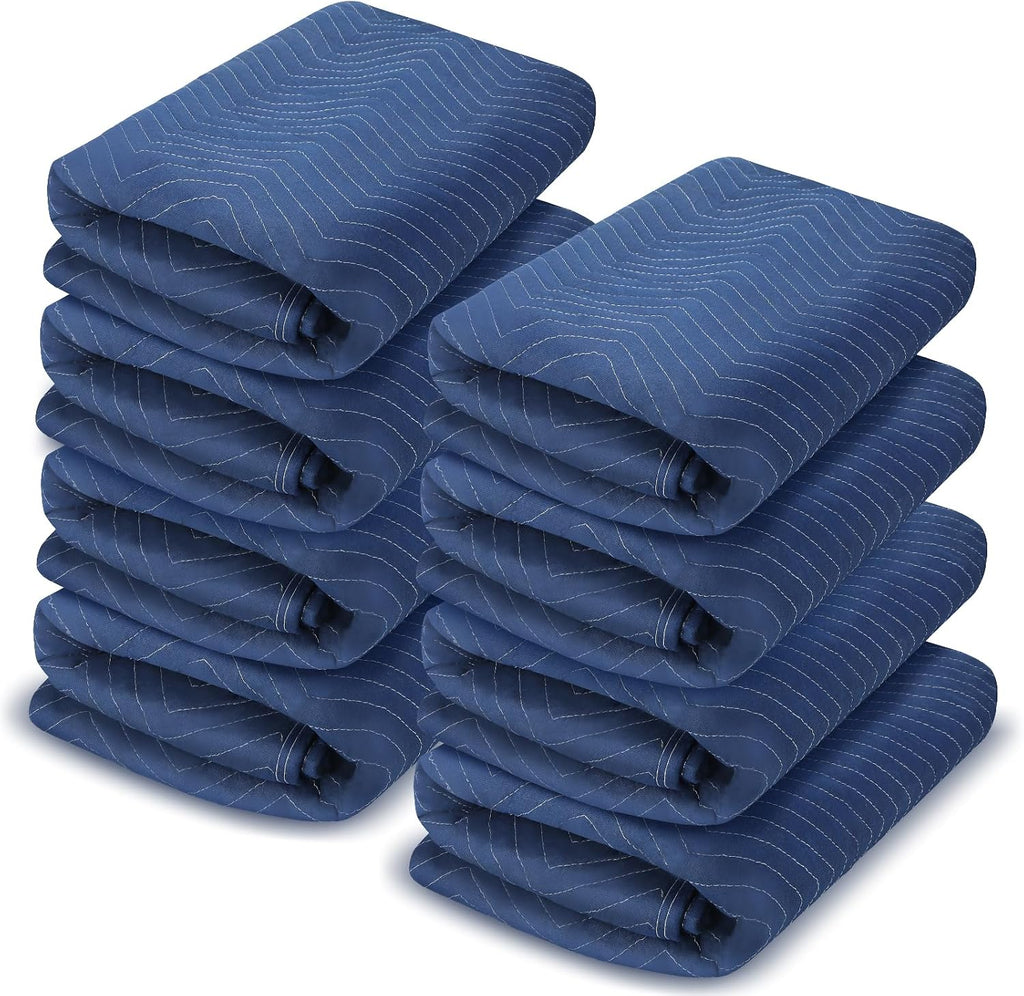 Peryiter 8 Pack 96'' x 80'' Extra Large Moving Blankets 4.4 lb Heavy Duty Moving Pads and Packing Blankets Thick Quilted Shipping Furniture Pads for Furniture Artwork Floor (Blue)