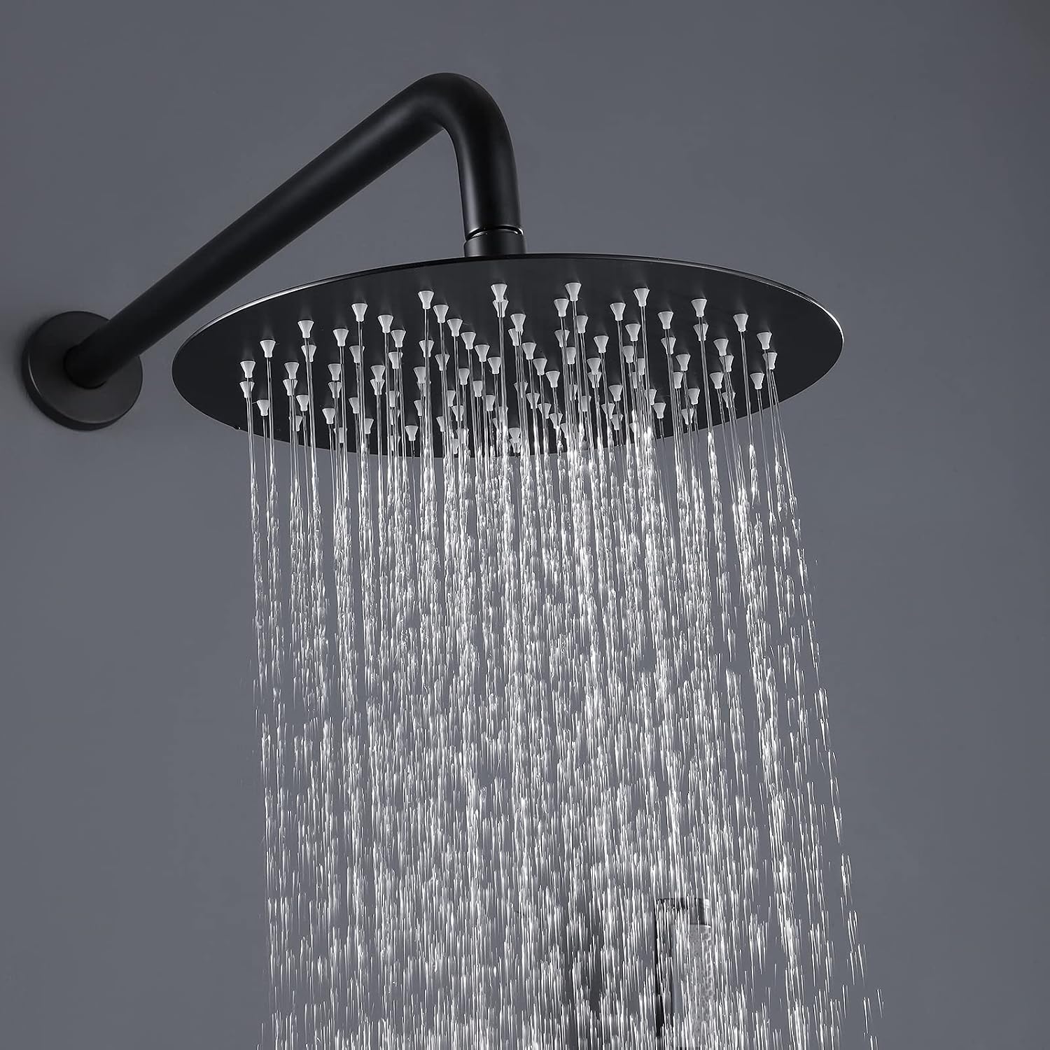 RBROHANT Black Shower Faucet Set Brass Shower System, 10 Inch High Pressure Round Rain Shower Head with Handheld Spray, Wall Mounted, Rough-in Valve Included, Matte Black, RCS81010MB