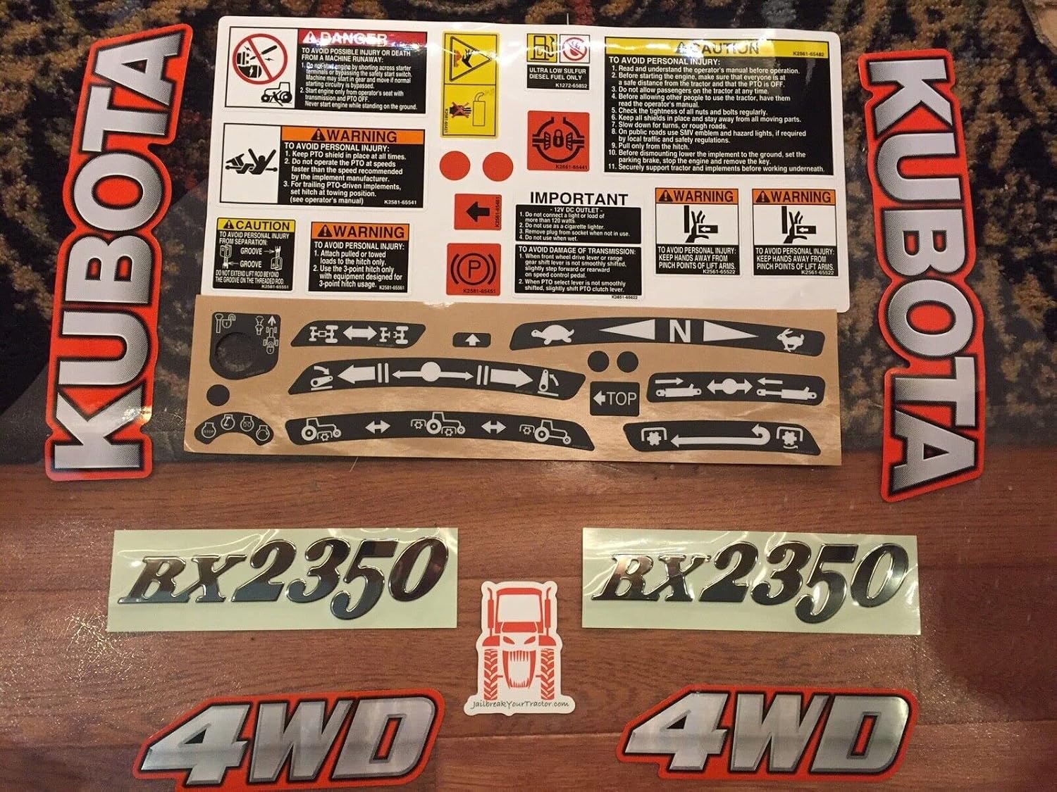 Decal Kit Tractor Decals Sticker Full Set *Restore +Applicator Tool OEM Compatible with Kubota BX 2350 Tractor BX
