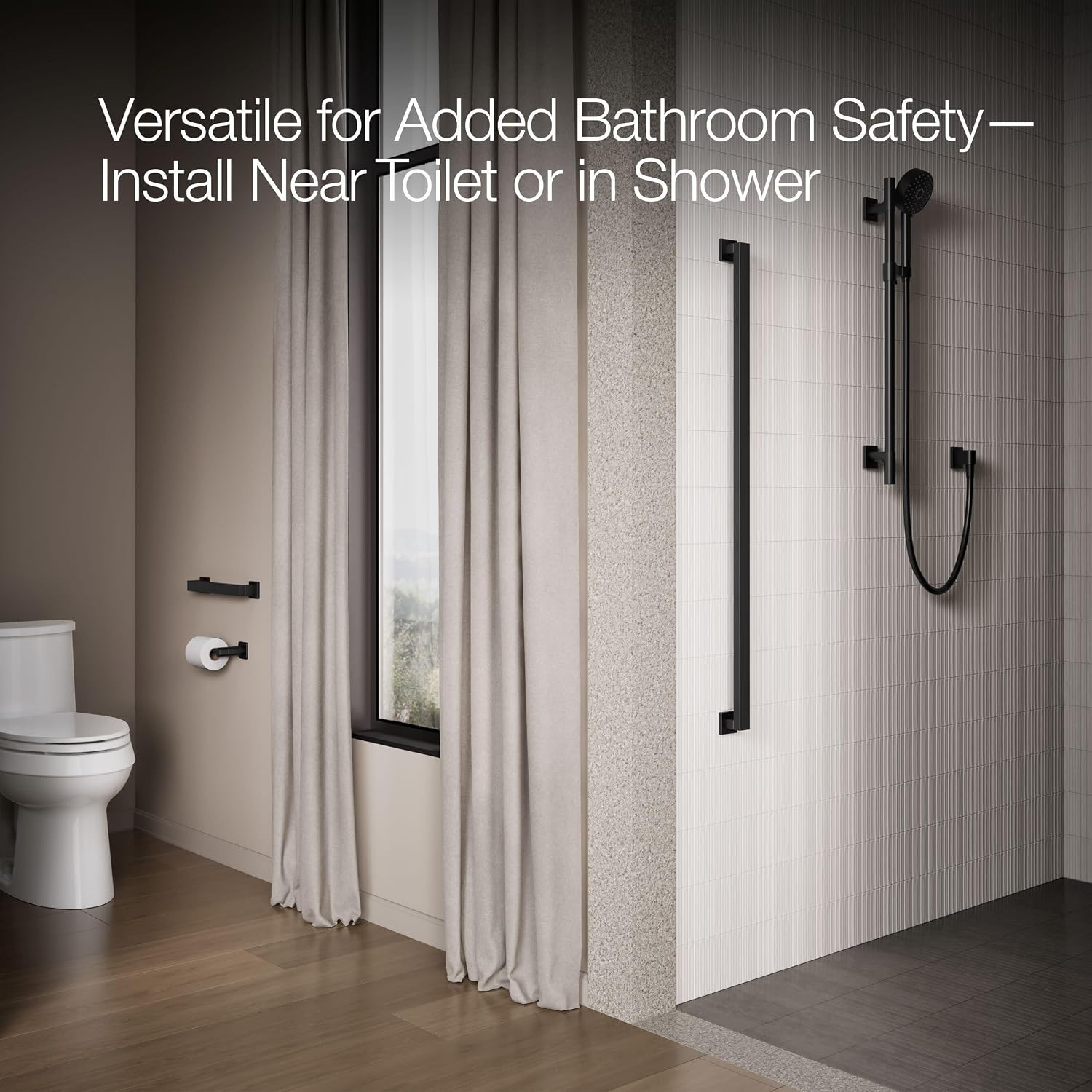 Kohler Square 12 Grab Bar, Metal, Matte Black