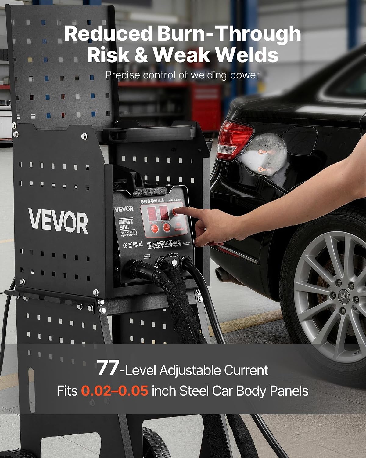 VEVOR Stud Welder Dent Repair Kit & Welding Cart, 3KW Spot Welder with 2 Welding Guns and 7 Modes, 110V Auto Body Spot Welding Dent Repair Machine for Steel Panel Repair