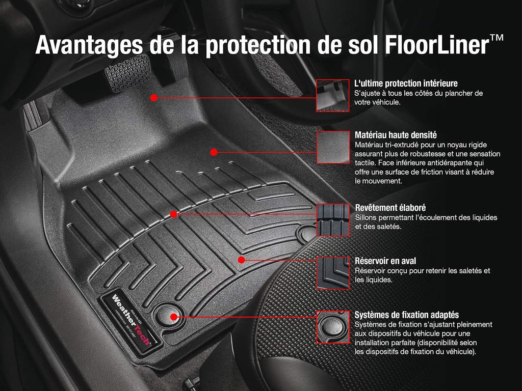 WeatherTech Custom Fit FloorLiners for Audi Q7, SQ8, Q8-1st & 2nd Row (44887-1-2), Black