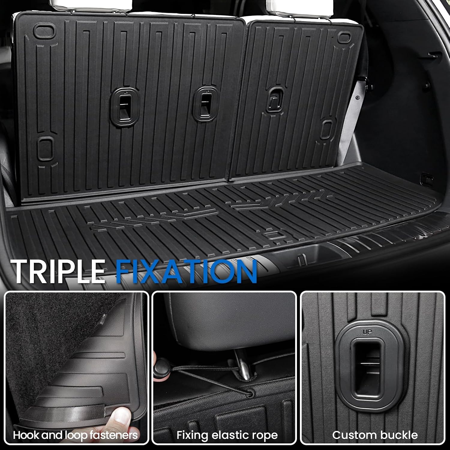 Floor Mats Cargo Mat Set for 2020-2024 2025 Hyundai Palisade 7/8 Seat, All Weather TPE Cargo Liner Backrest Mats Trunk Lower Car Mat Accessories for Palisade Calligraphy