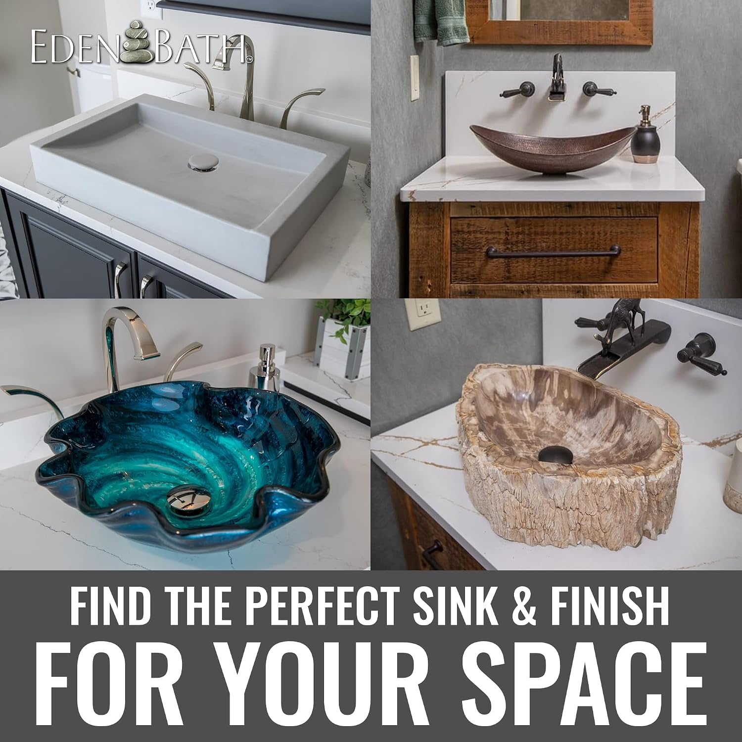 Eden Bath Silver & Black Squares Round Glass Sink Bowl Bathroom Vessel Sink for Vanity Top
