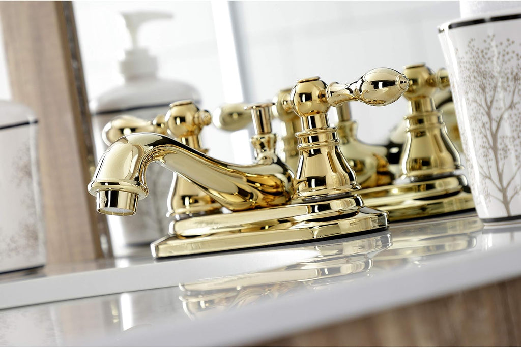 Kingston Brass KB602ACL American Classic 4' Centerset Bathroom Faucet, Polished Brass