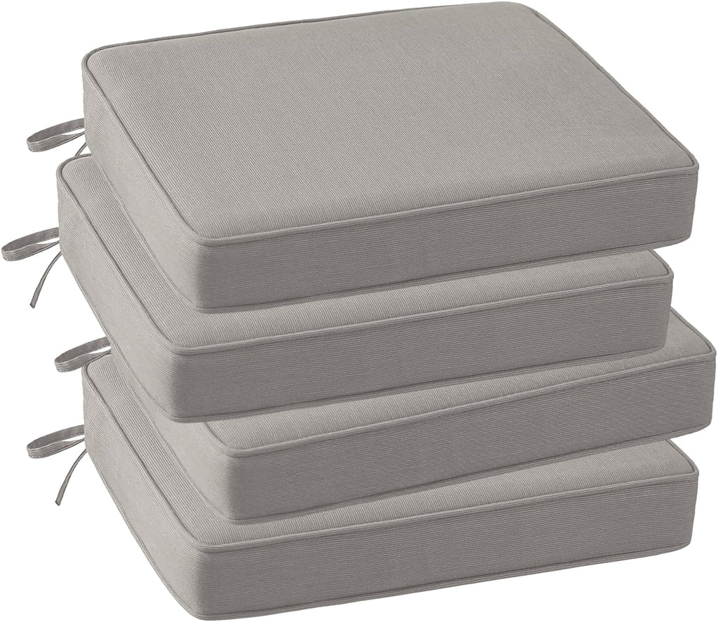 Outdoor Sunbrella Square Corner Seat Cushion, 19'x19'x3', Set of 4, Non Slip Outdoor Seat Cushion Pads with Removable Cover for Patio Furniture, Garden Yard Lawn, Specrtum Pebble