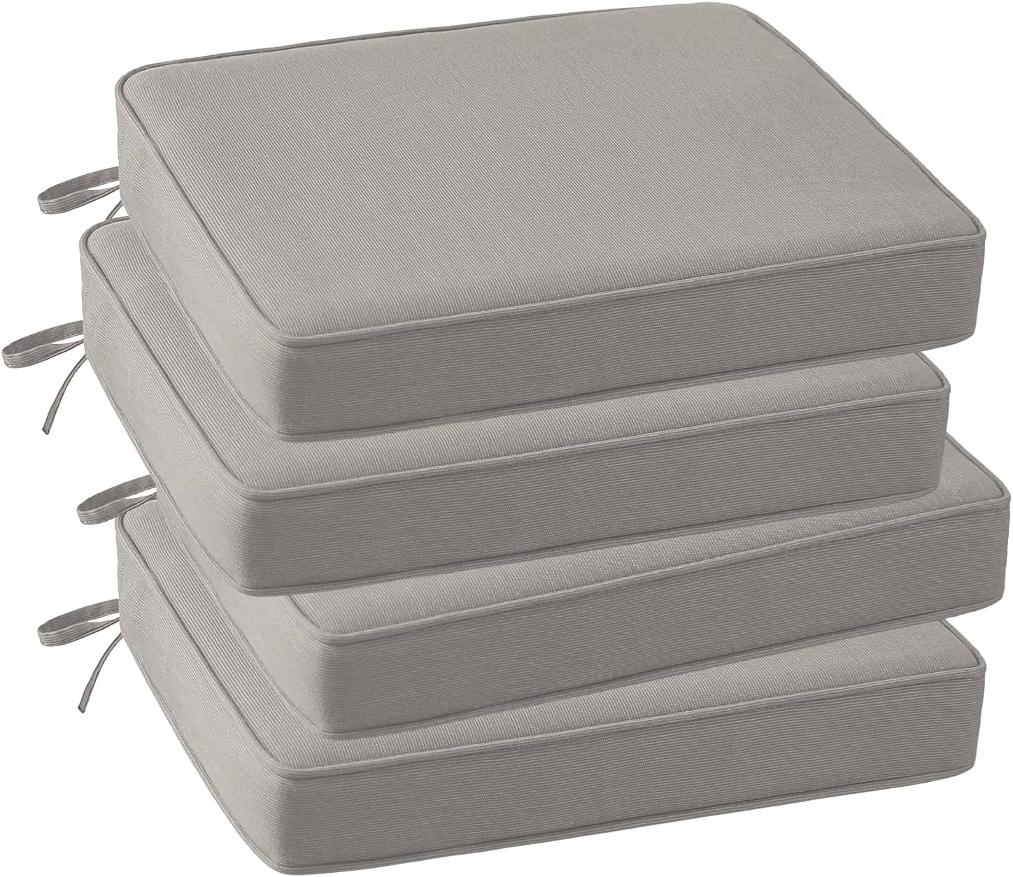 Outdoor Sunbrella Square Corner Seat Cushion, 19'x19'x3', Set of 4, Non Slip Outdoor Seat Cushion Pads with Removable Cover for Patio Furniture, Garden Yard Lawn, Specrtum Pebble