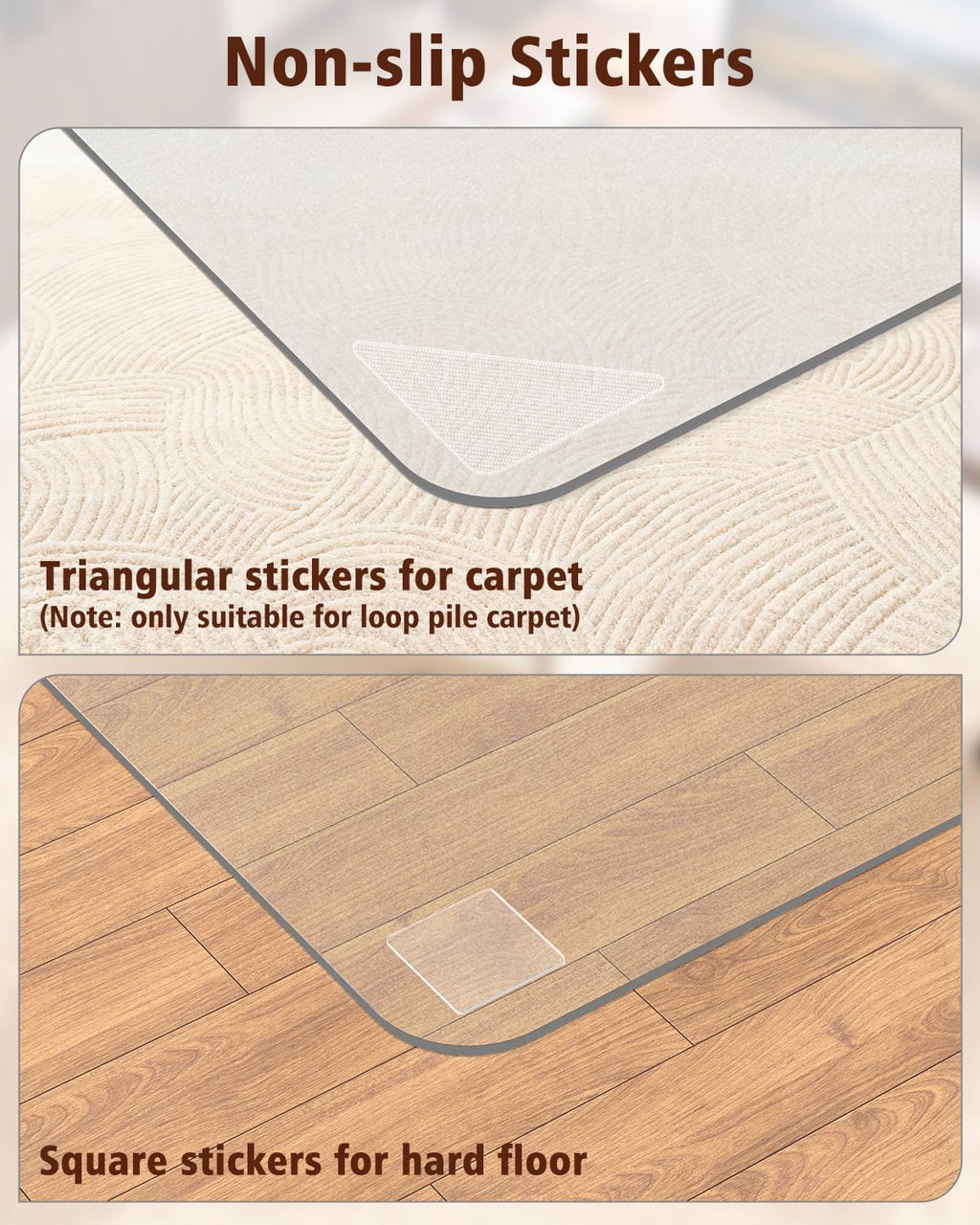Soimeat Hard Frosted Office Chair Mat for High Pile Carpet and Hardwood Floor, 35.4' x 47.2' Anti-Slip Computer Rolling Chair Mat, Heavy Duty Chair Pad Under Desk Carpeted Floor Protector, 2 PCS