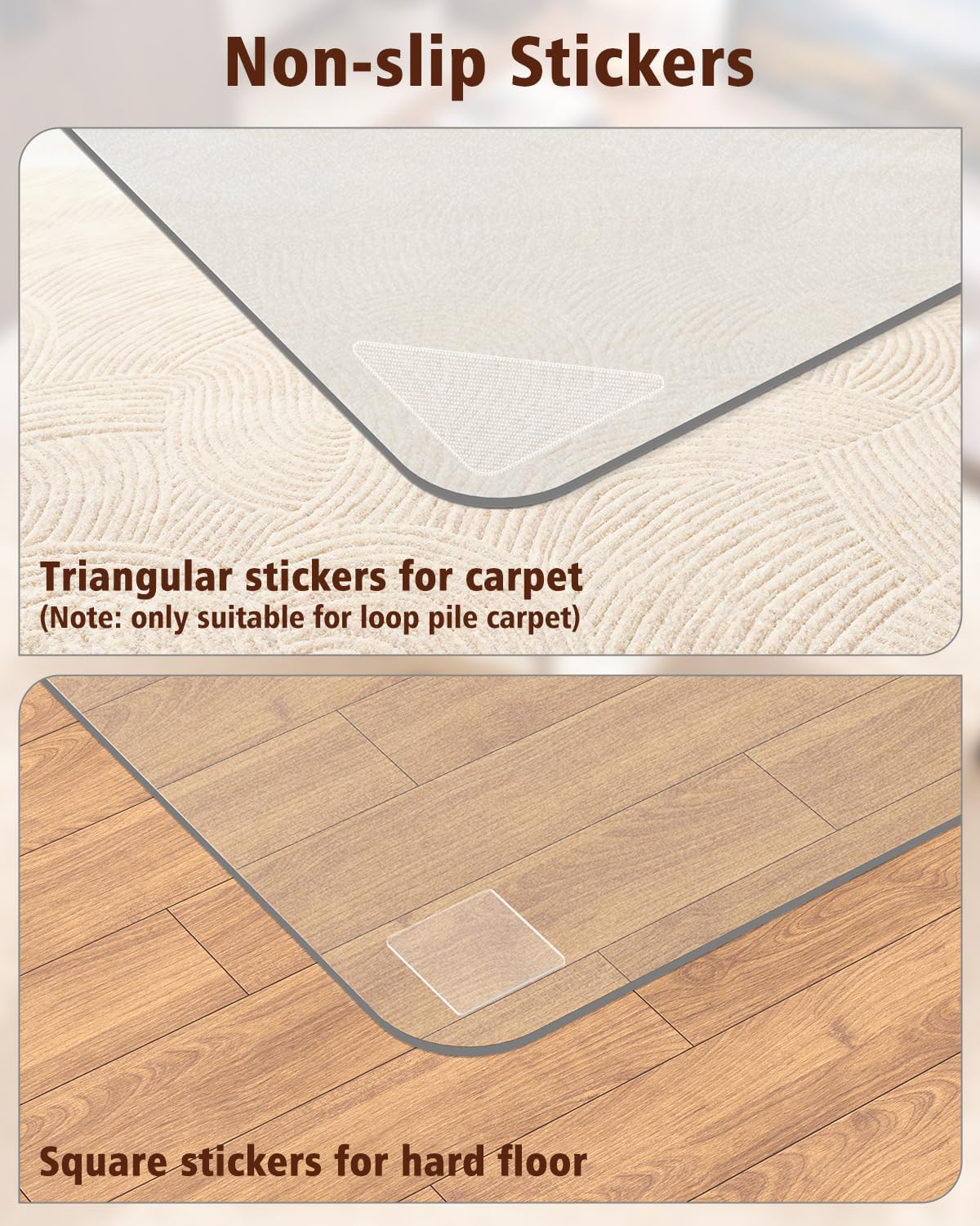 Soimeat Hard Frosted Office Chair Mat for High Pile Carpet and Hardwood Floor, 45' x 53' Anti-Slip Computer Rolling Chair Mat, Heavy Duty Chair Pad Under Desk Carpeted Floor Protector for Home, 2 PCS