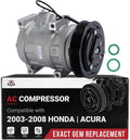 Automotive AC Compressor - Compatible with Acura & Honda Vehicles - MDX, TL, Accord, Odyssey, Pilot & Ridgeline - Replaces 38810RCAA01, 10736C, 639318 - HVAC Air Conditioning Compressor