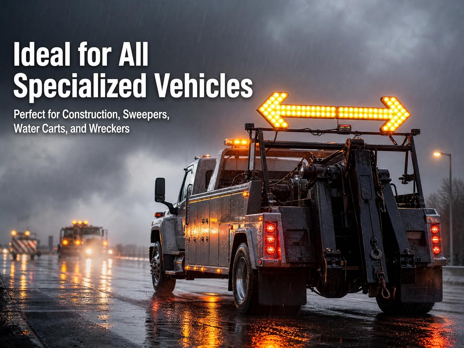 CFLMYYXGS 12V-24V 640 LED Universal Waterproof Vehicle Arrow Pilot Signal Light Watering Cart Sweeper Work Car Construction Vehicle LED Pilot Light Wrecker Indicator Light bar(Amber-Case-Amber)