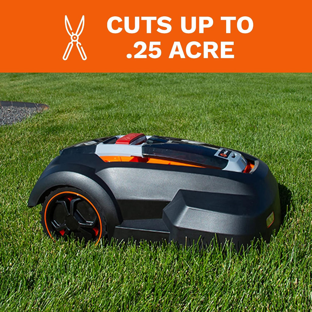 Robot Lawn Mower, Mows Up to 1/4 Acre, Updated 2025 Programming, Adjustable Cutting Height, Self Installation Kit Included, 50% Slope, Low Noise (65dBA) and Rain Sensor