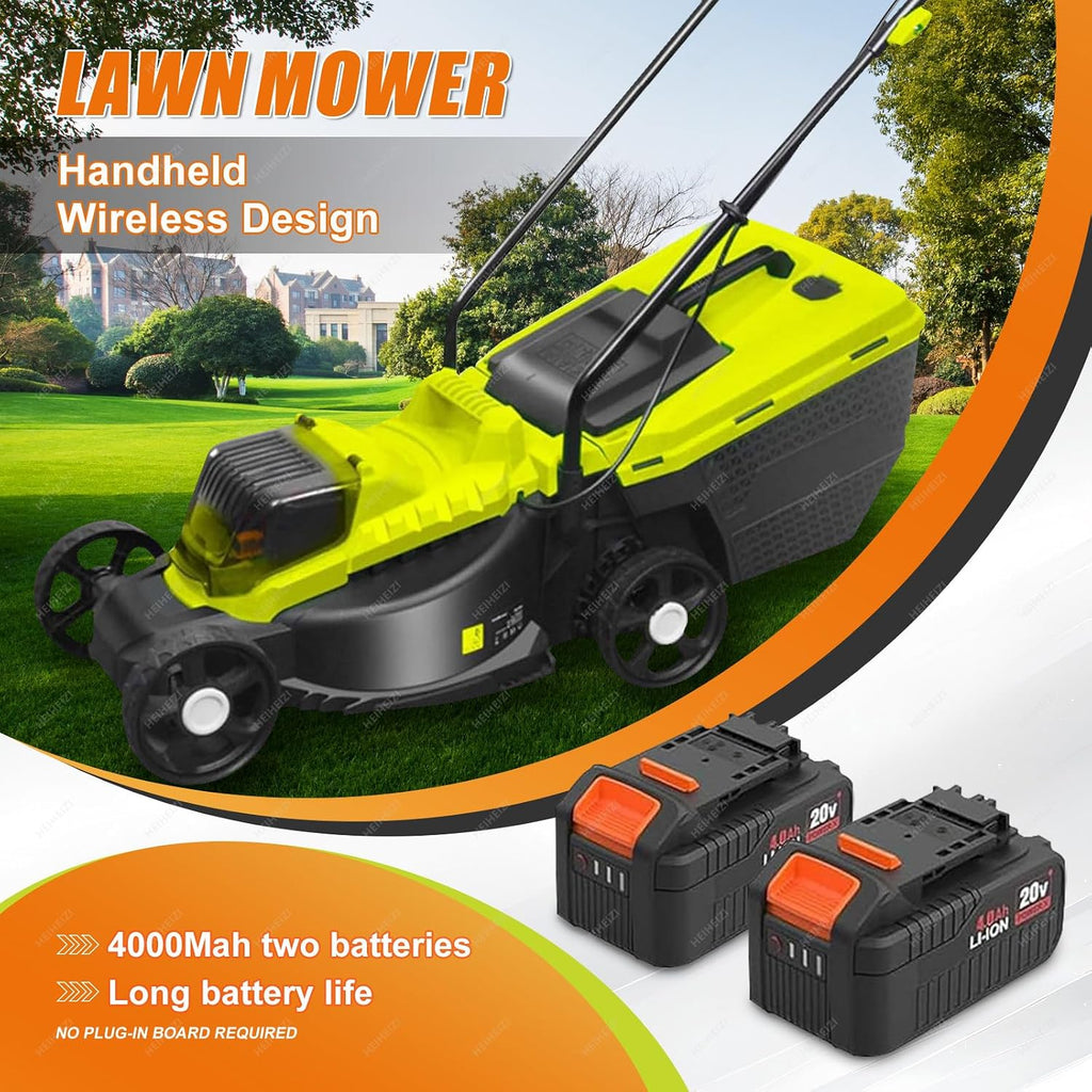 1600W Electric Lawn Mower for Yards,40V Self-Propelled Lawn Mower Cordless with 3-Position Height Adjustment,4.0Ah Lithium Battery,Lawn Dethatcher for Lawns & Garden,45Min Runtime,2 batteries