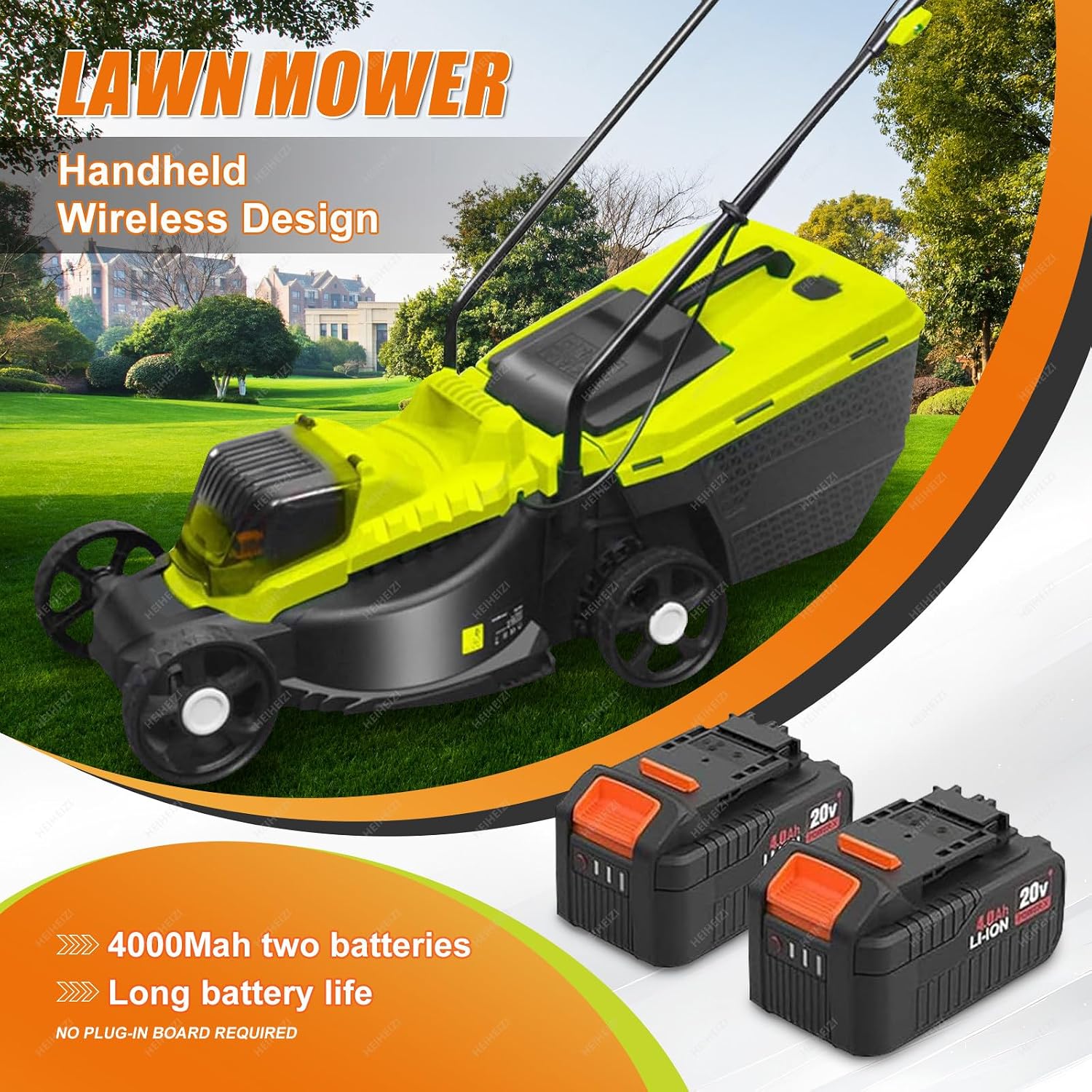1600W Electric Lawn Mower for Yards,40V Self-Propelled Lawn Mower Cordless with 3-Position Height Adjustment,4.0Ah Lithium Battery,Lawn Dethatcher for Lawns & Garden,45Min Runtime,2 batteries