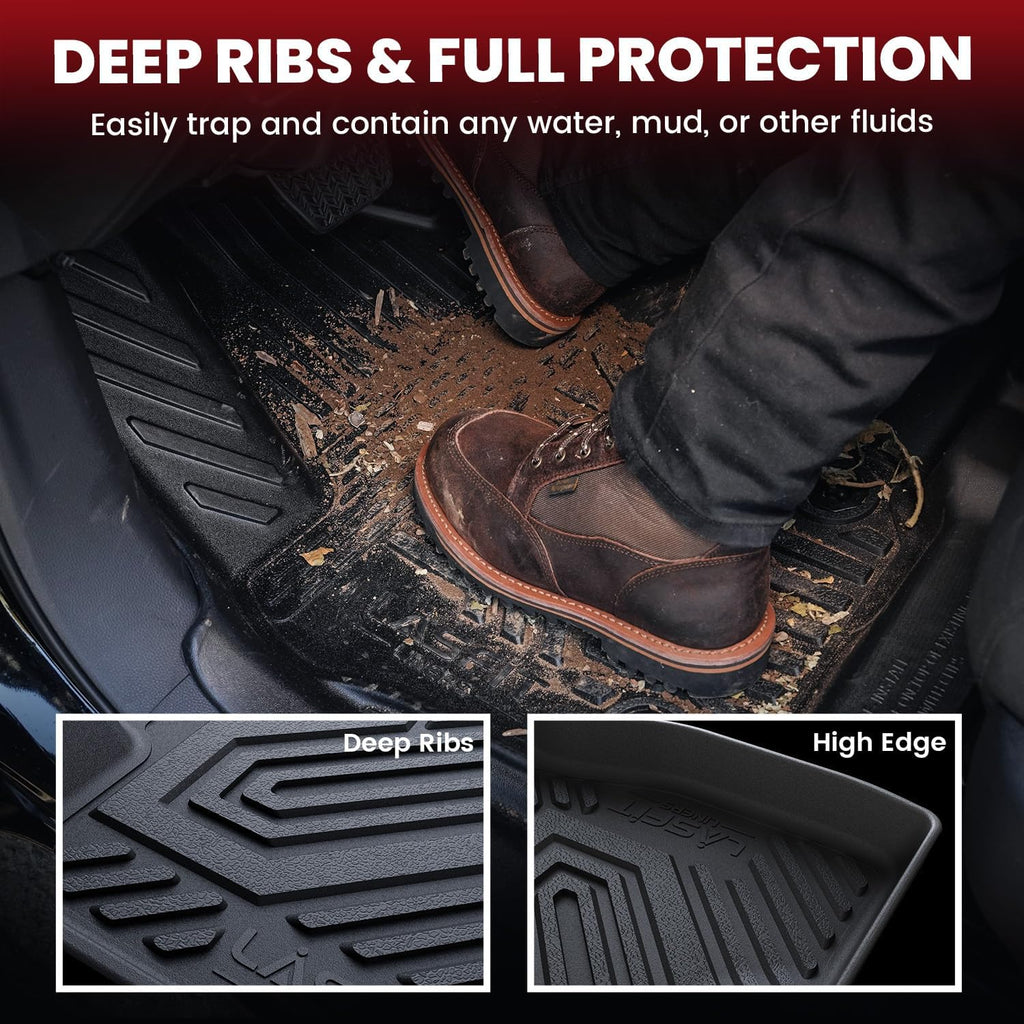 LASFIT Floor Mats&Trunk Mat&Backrest Mats for Dodge Durango 2013-2026, Fit 2nd Row Bench Seat(7seats), Not for 2nd Row Bucket Seat(6seats/5 Seats), All Weather TPE Custom Fit Cargo Liner, Black