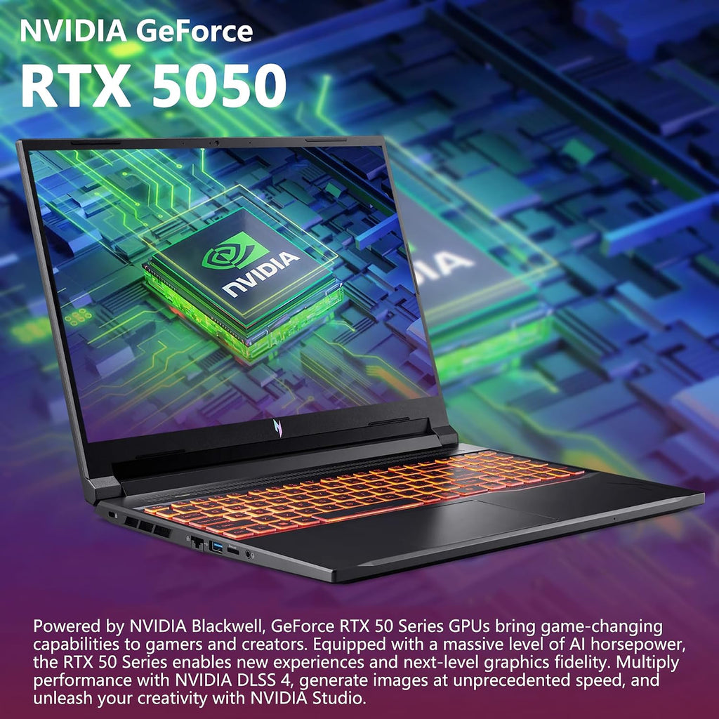 acer Nitro V 16 AI Gaming Laptop | 16' WUXGA IPS 180Hz | AMD 8-Core Ryzen 7 260 | 64GB DDR5 2TB SSD | GeForce RTX 5050 8GB DLSS4 (Up to 440 AI Tops) | Backlit Keyboard Win11 Pro w/DLCA Accessory