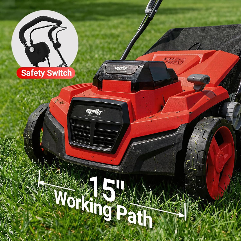36V 15' Brushless Cordless Electric Dethatcher and Scarifier Compatible with Milwaukee 18V Battery(Tool Only), w/12Gal Thatch Collection Bag, 5-Depth Adjustment, Quick-Fold, Walk Behind for Lawn Care