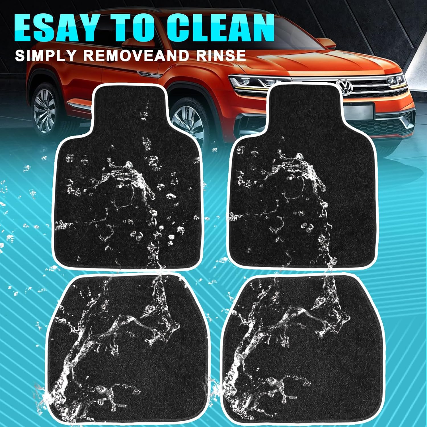 Starlight Floor Mats for Car, LED Car Mats, Starry Sky Design Luminous Carpet, Universal Fit Anti-Slip Waterproof Starlight Mats for Cars, SUVs, Trucks (DC)