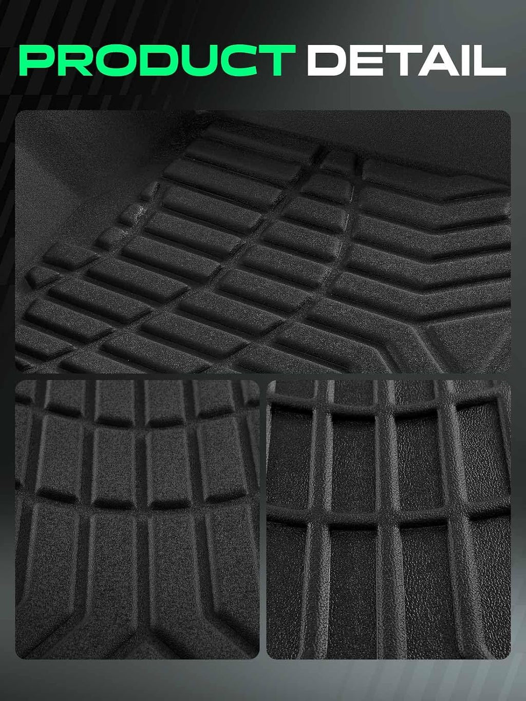 YHTAUTO Automotive All Weather Floor Mats Compatible with Cadillac CTS 2014-2019 Sedan, TPE Floor Liners All-Weather Protection Custom Fit, 1st & 2nd Row, Set of 3 Black