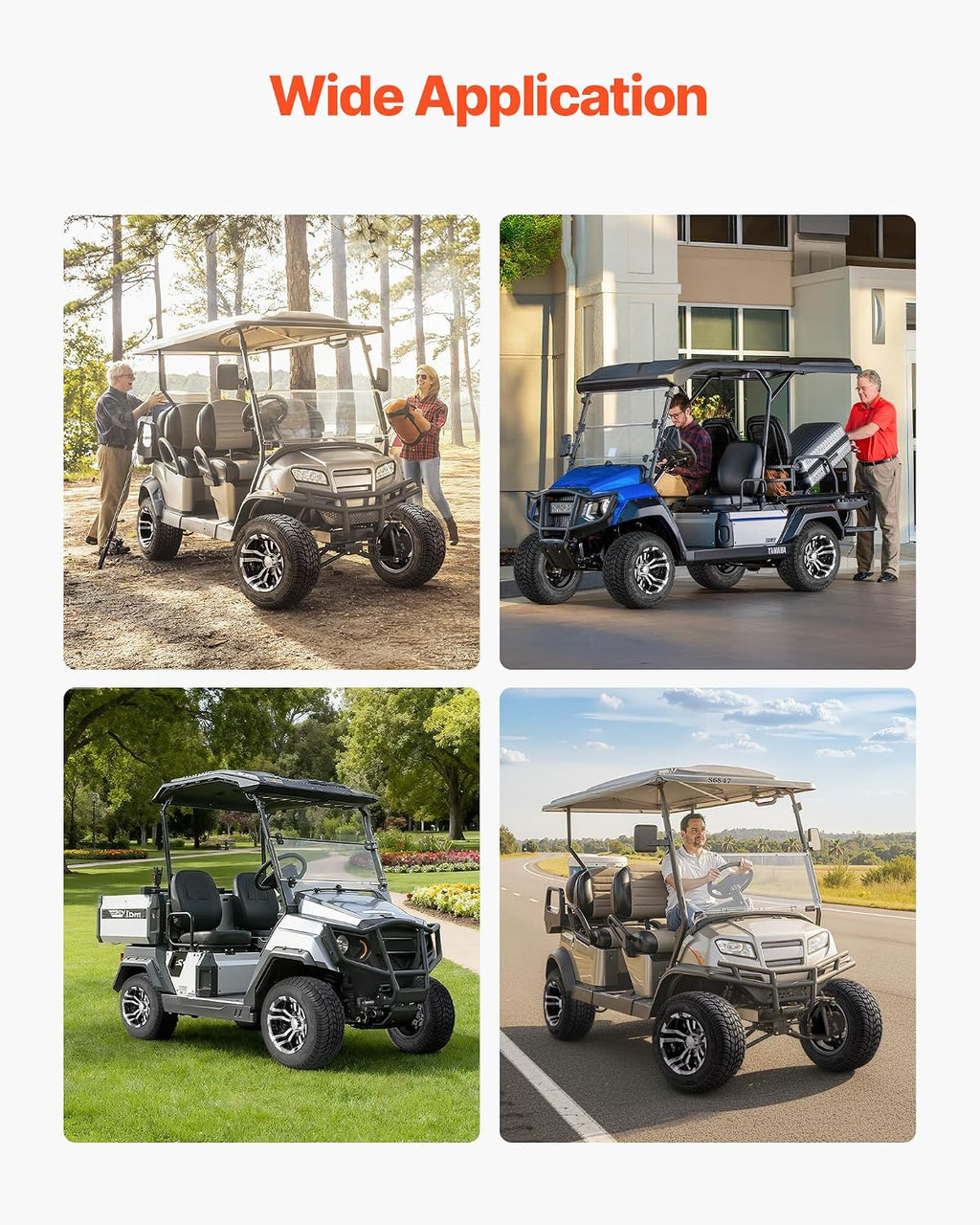 VEVOR Golf Cart Wheels, 10' 205/50-10 Black Aluminum Alloy Golf Cart Tires and Wheels Combo (Set of 4) Fit Club Car, EZGO, Yamaha, 4 Ply Rubber 4-Lug Lawn Mower Tires & Rims, 675 lbs Load, All-Terrain