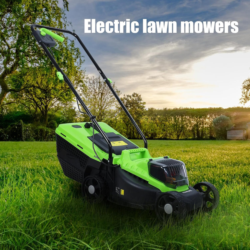 Walk-Behind Lawn Mowers, Self Propelled Lawn Mower, Cordless Push Lawn Mower with Upgraded Brushless Motor, 30L Grass Tank, 1600W Powerful Electric Lawn Mower US Plug