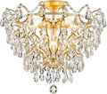 WUZUPS 6-Light Crystal Chandelier Ceiling Light Modern Lighting Fixture for Bedroom Hallway Bar Kitchen Bathroom, H 15.6' W 20.1', E12 Base, Gold