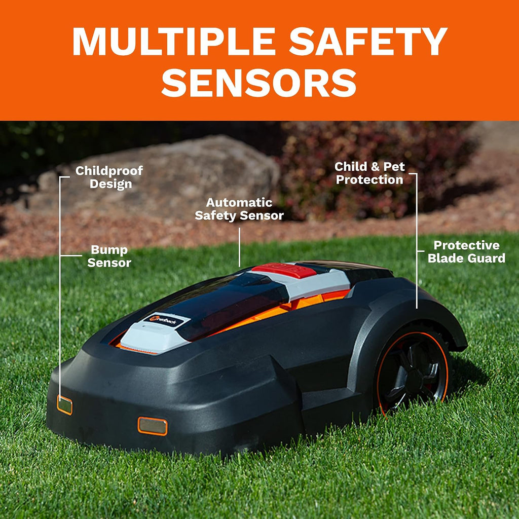 Robot Lawn Mower, Mows Up to 1/4 Acre, Updated 2025 Programming, Adjustable Cutting Height, Self Installation Kit Included, 50% Slope, Low Noise (65dBA) and Rain Sensor