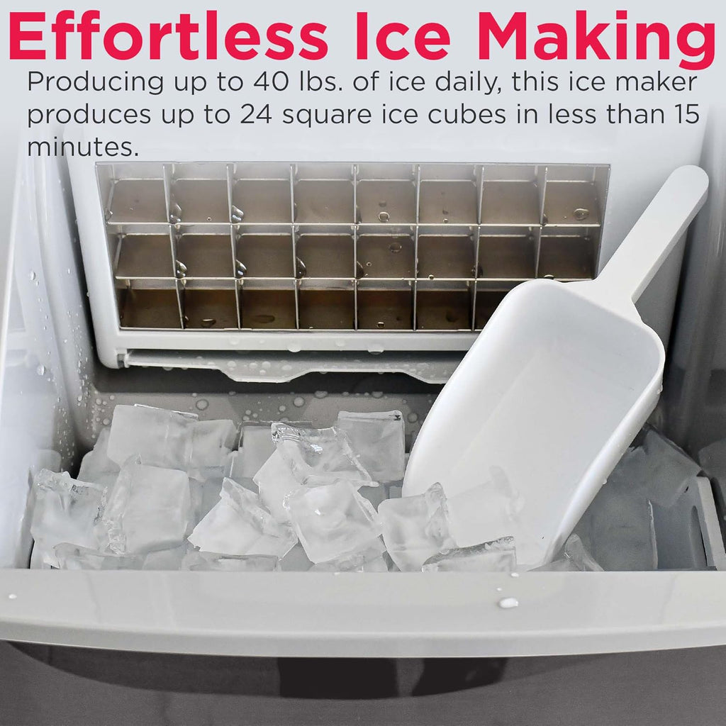 FRIGIDAIRE EFIC452-SS 40 Lbs Extra Large Clear Maker, Stainless Steel, Makes Square Ice