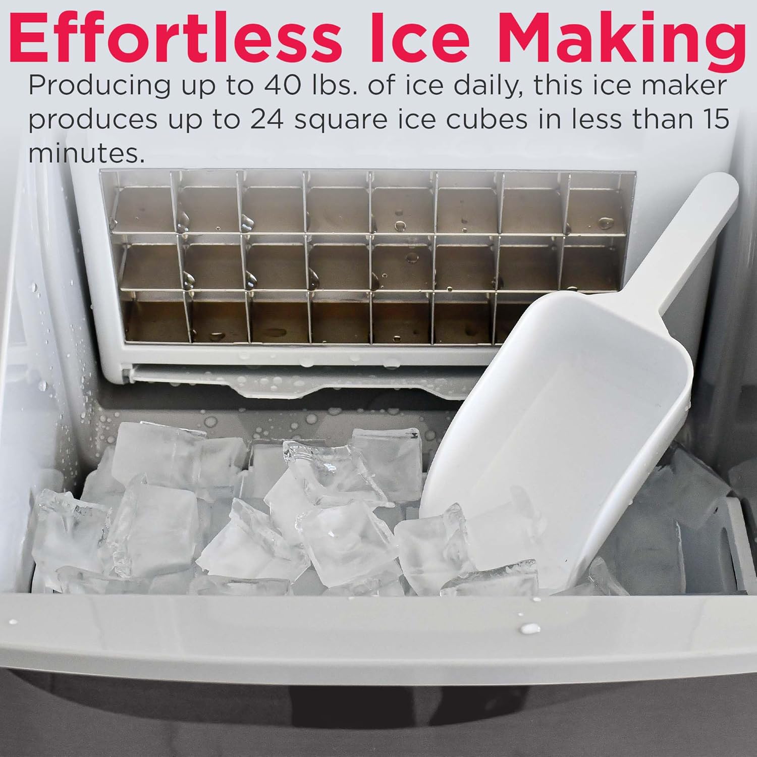 FRIGIDAIRE EFIC452-SS 40 Lbs Extra Large Clear Maker, Stainless Steel, Makes Square Ice