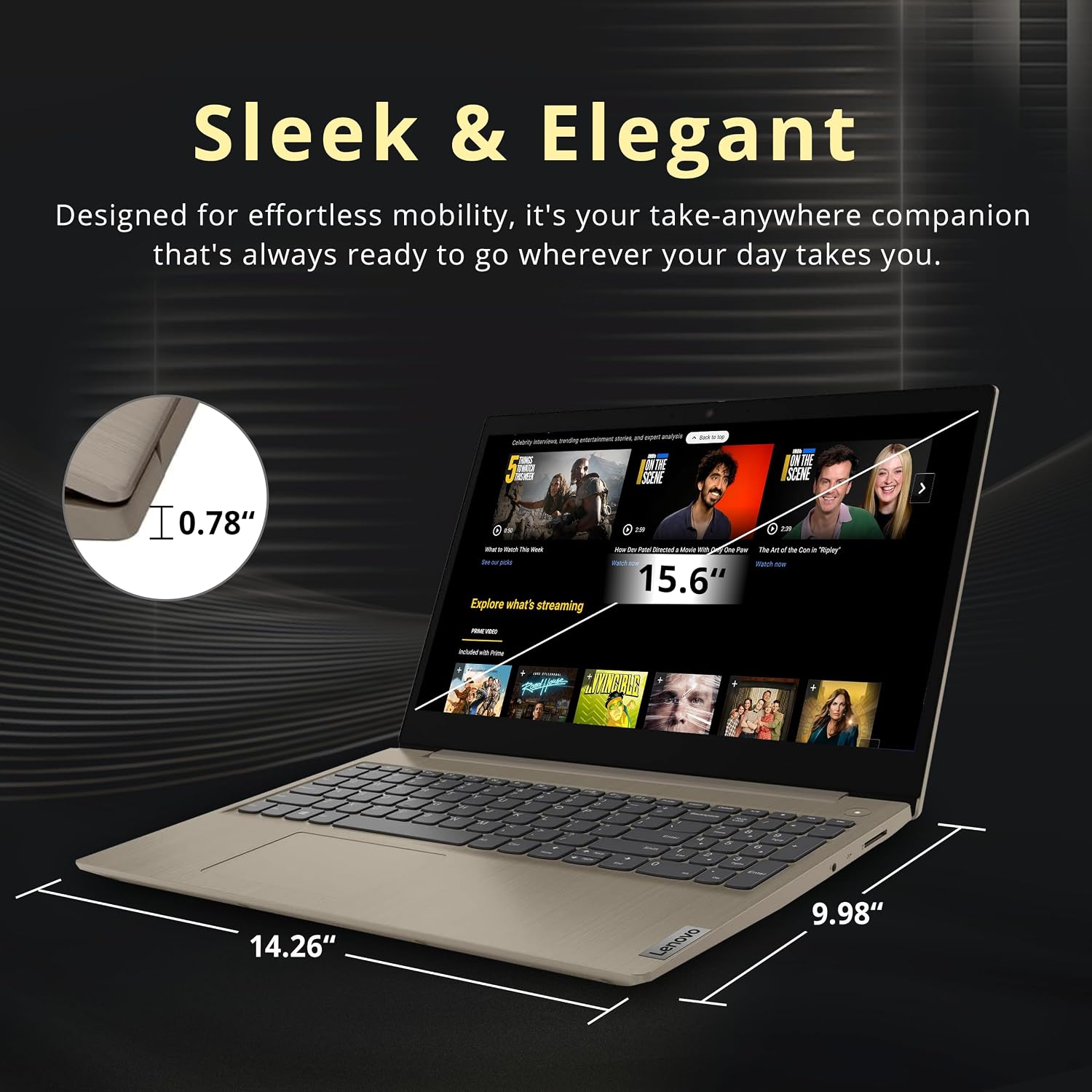 Lenovo Ideapad 3i 15.6' FHD Display Laptop, Intel i3-1115G4, 12GB RAM, 672GB Storage (512GB PCIe SSD + 160GB Docking Station Set), Intel UHD Graphics, Numeric Keypad, Webcam, Wi-Fi, Windows 11, Almond