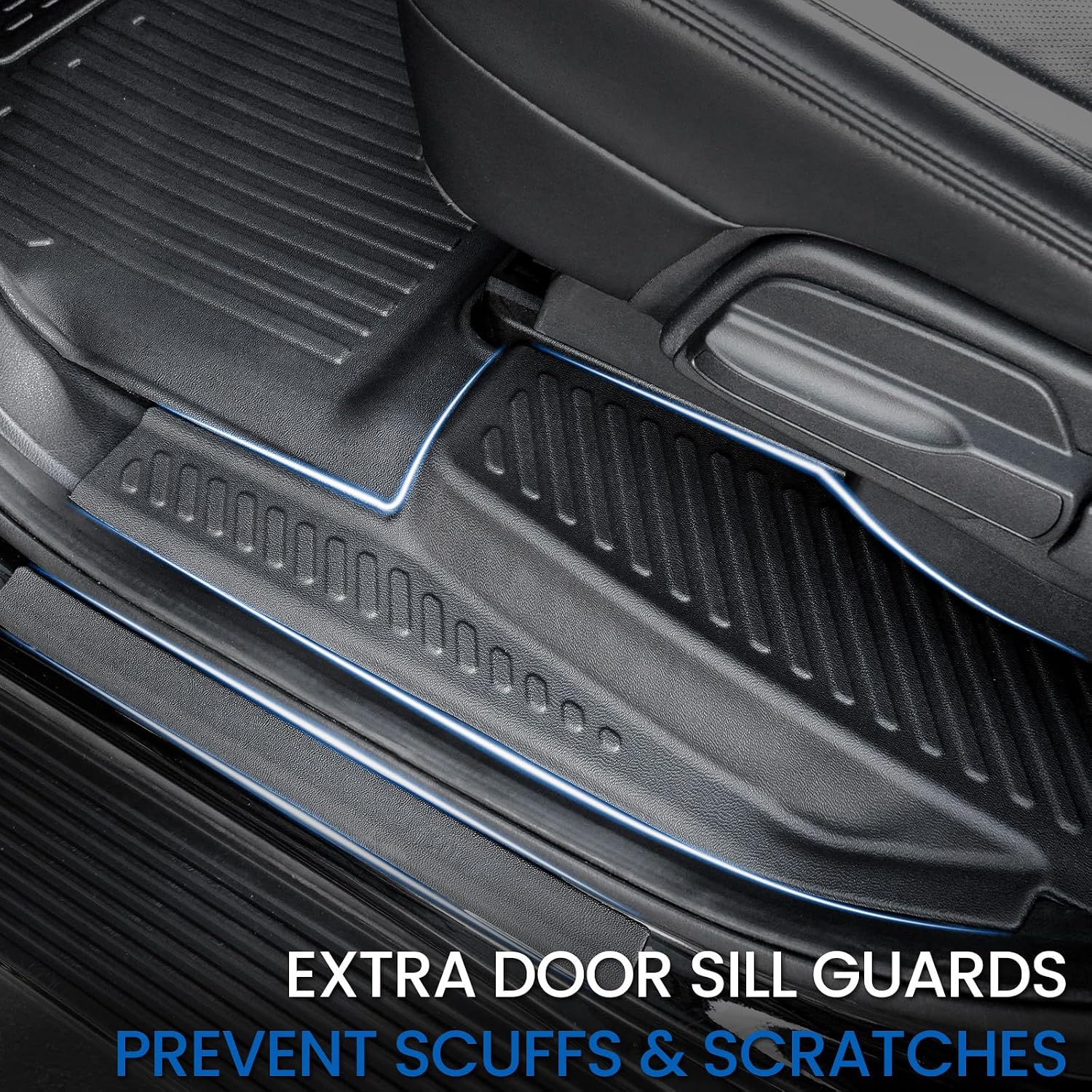 Floor Mats Cargo Mat Set for 2018-2024 Ford Expedition Max 8 Seats Bench Seat, Extra Sub-Trunk Mat and Door Sill Guards, All Weather TPE Cargo Liner Trunk Lower Mat Accessories