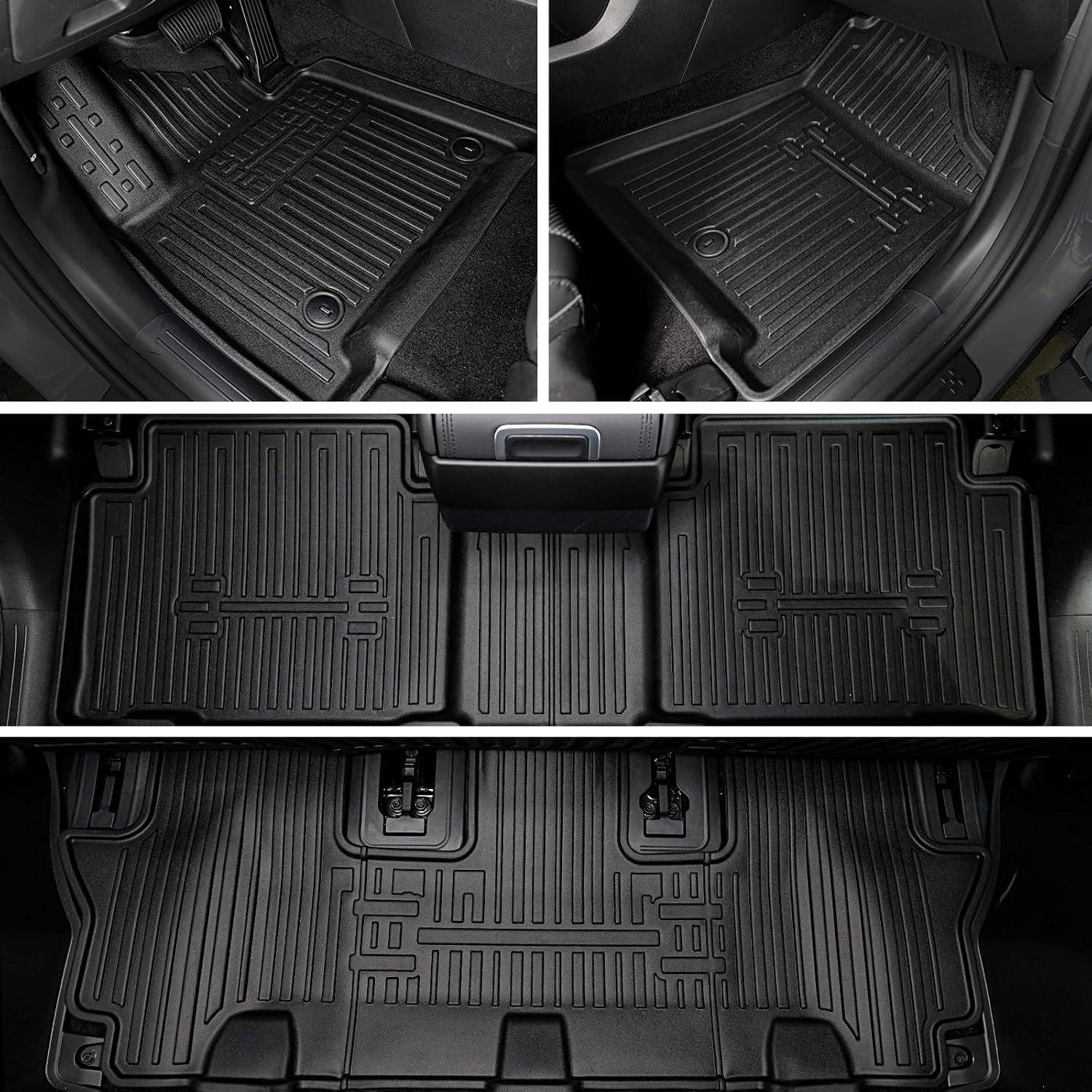 Floor Mats for 2024 2025 2026 Hyundai Santa Fe Car Mat Accessories(Fit Hybrid and Gas), All Weather TPE Cargo Mat Trunk Mat with Backrest Mats