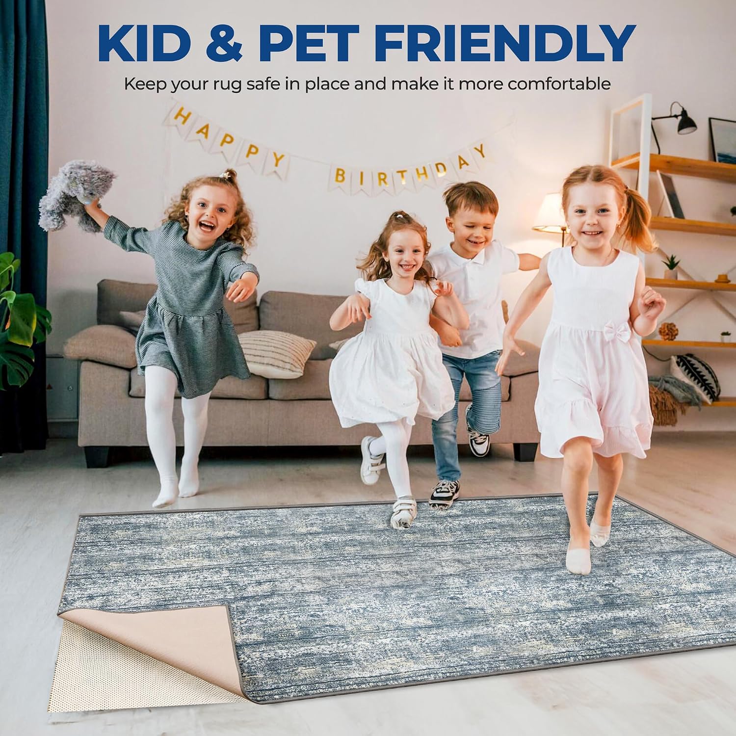 Superior Rio Reversible Rug Pad, Non-Slip, Non-Skid, Thick Mesh Design, Floor Protector, Padding, Furniture Gripper Mat, Slide Stopper, Foam Grip, Polymer Coated Polyester, 12' x 18', Cream