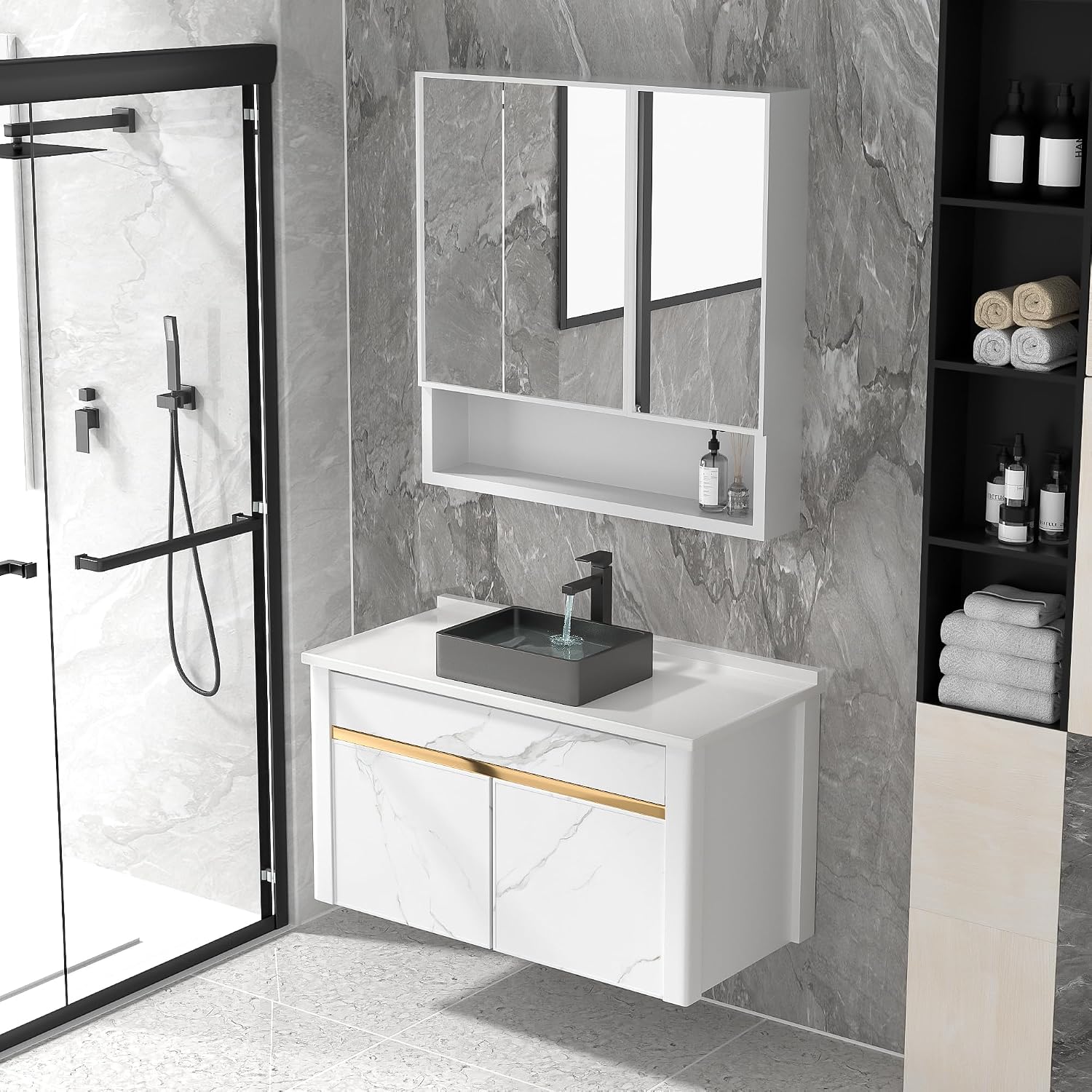 16'x12' Bathroom Vessel Sink Rectangular - Gunmetal Black NANO-PVD, 16 Gauge 304 Stainless Steel, Above Counter Rectangle Modern Vanity Lavatory Bath Sink Basin