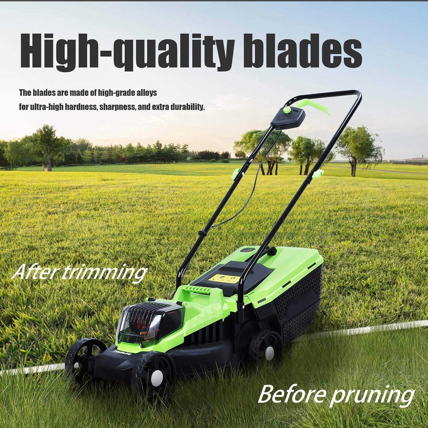 HEVIRGO 1600W Electric Lawn Mower, 32cm Cutting Width, Walk-Behind Lawn Mower, Self Propelled, 30L Grass Tank, Brushless Motor
