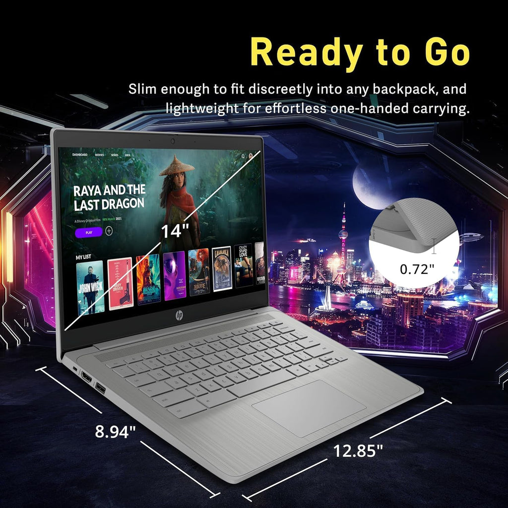 HP Chromebook 14' HD Premium Laptop Computer for Student Business, Quad-Core Celeron N4120 Processor, 4GB RAM, 564GB Storage (64GB eMMC + 500GB Ext), Webcam, Long Battery, Chrome OS +MarxsolAccessory