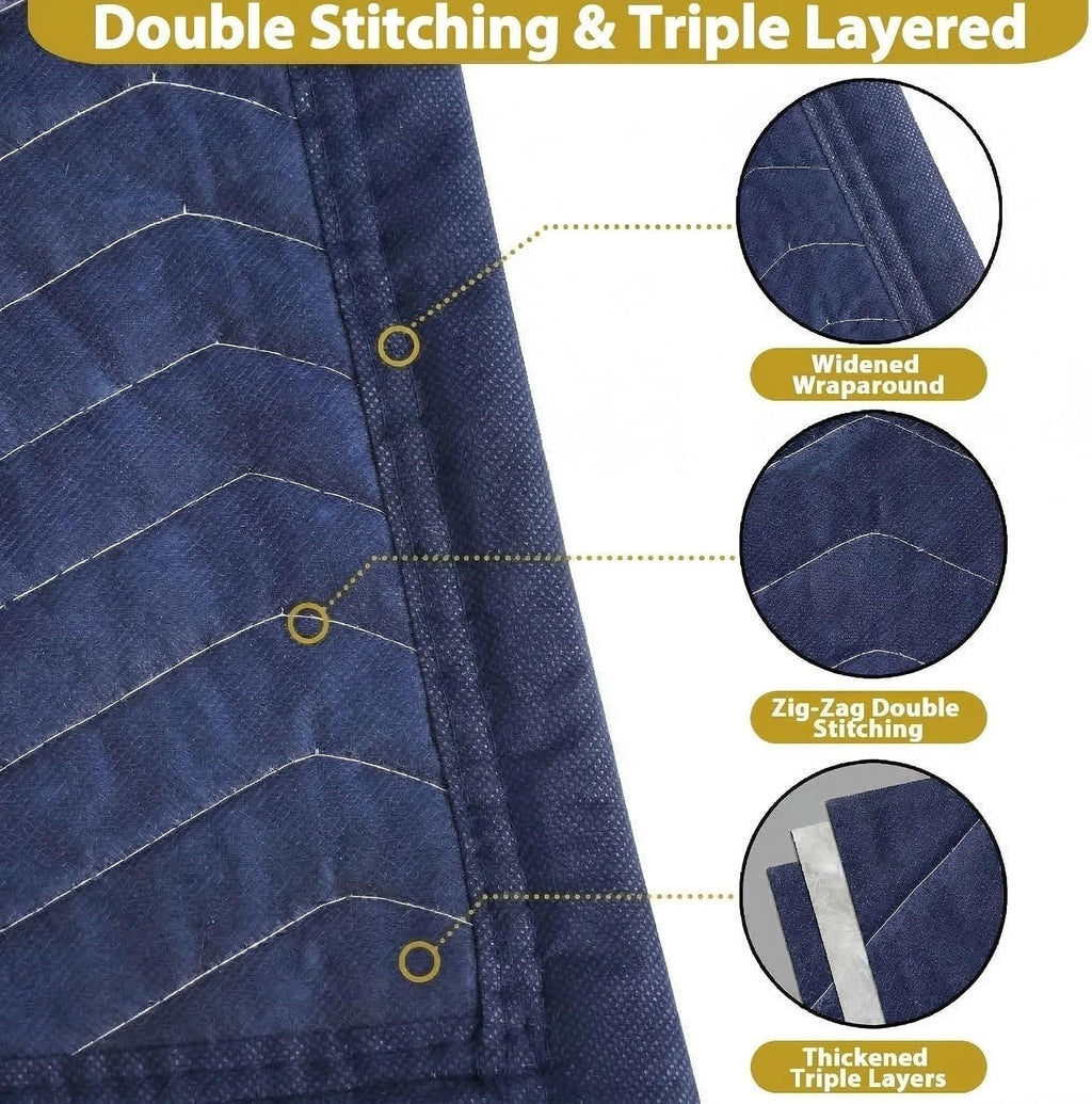 ZENY Moving Blankets 12 Pack, Heavy Duty 35 lb/dz, Quilted Furniture Pads Large 80x72 Inches for Moving and Storage (24, Dark Blue)