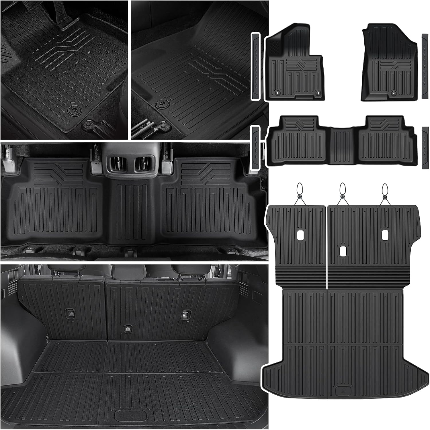 Floor Mats Set for Hyundai Tucson 2022-2025 2026 Gasoline Version (Not fit Hybrid), All Weather TPE Cargo Liner Backrest Mat Trunk Mat Door Sill Guards Accessories