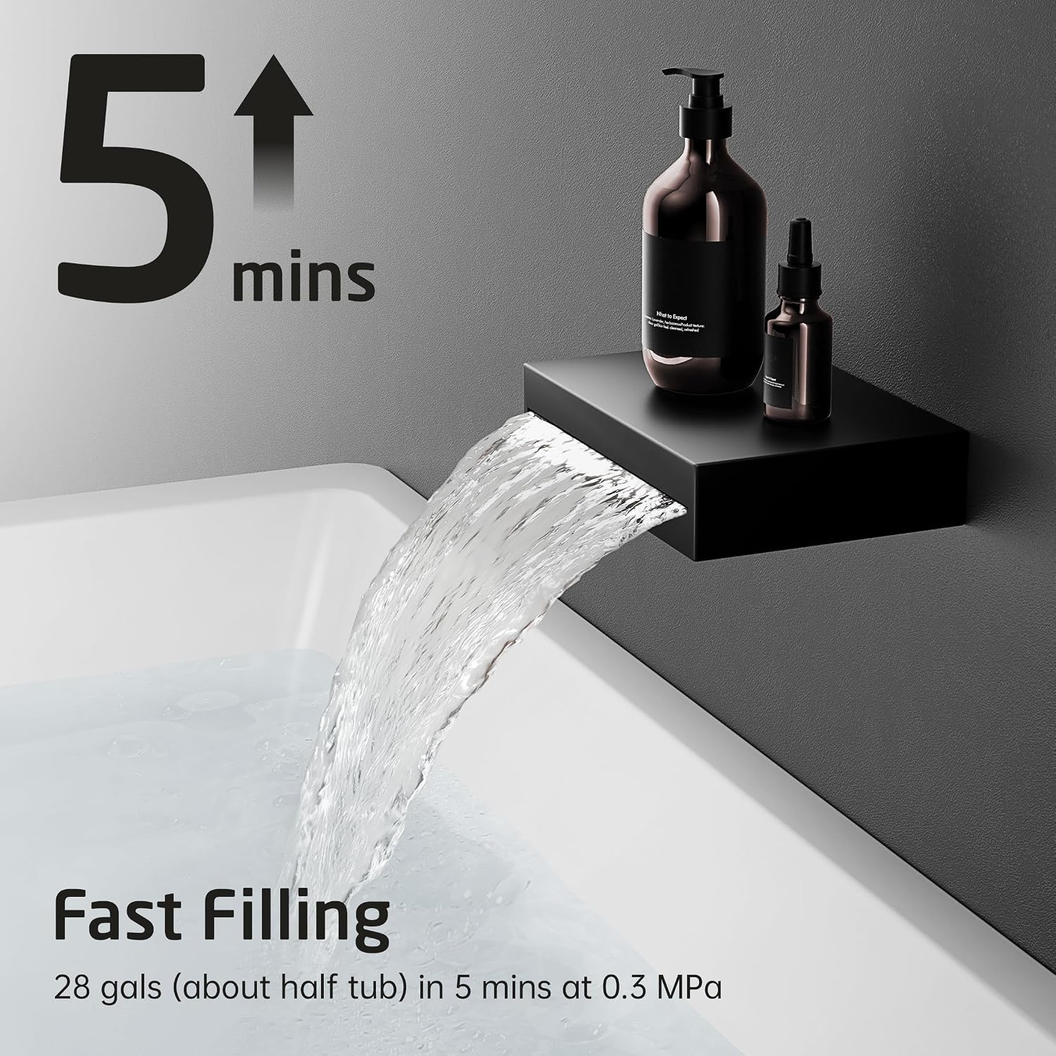 KES Black Shower Faucet Set Complete, 12 Inch Rainfall Shower Head with Handheld Spray, Waterfall Tub Spout Bathtub Faucet, Shower System, Regaderas Modernas Para Ducha, XB6305F18S12-BK