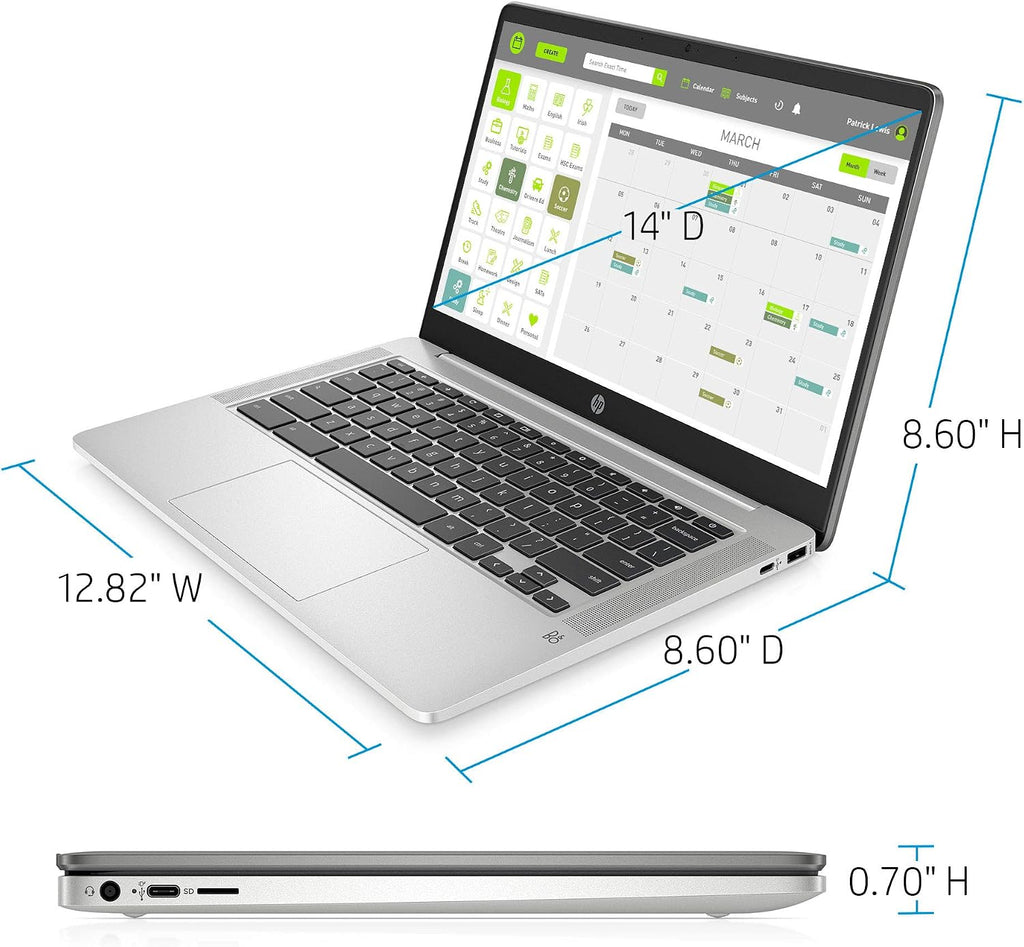 HP Chromebook 14-inch FHD Laptop, Intel Celeron N4000, 4 GB RAM, 32 GB eMMC, Chrome (14a-na0050nr, Mineral Silver)