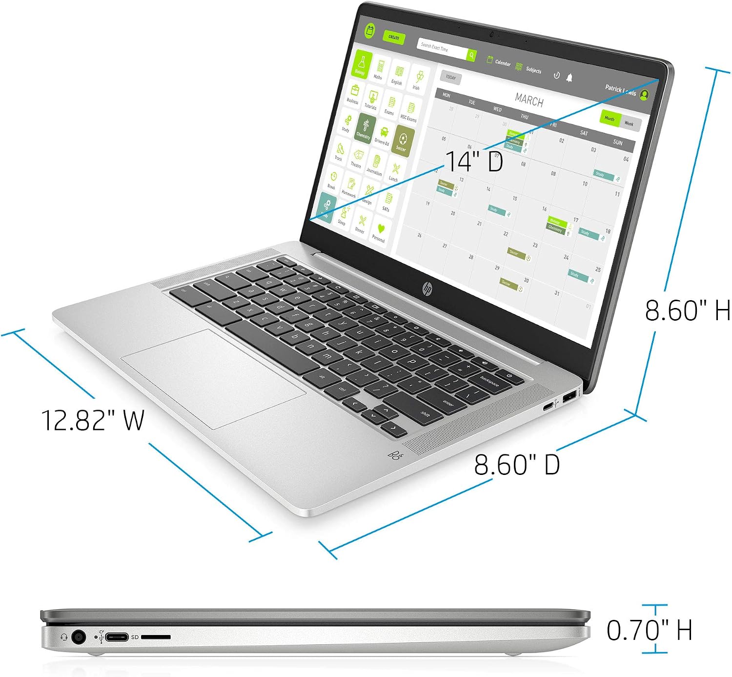 HP Chromebook 14-inch FHD Laptop, Intel Celeron N4000, 4 GB RAM, 32 GB eMMC, Chrome (14a-na0050nr, Mineral Silver)