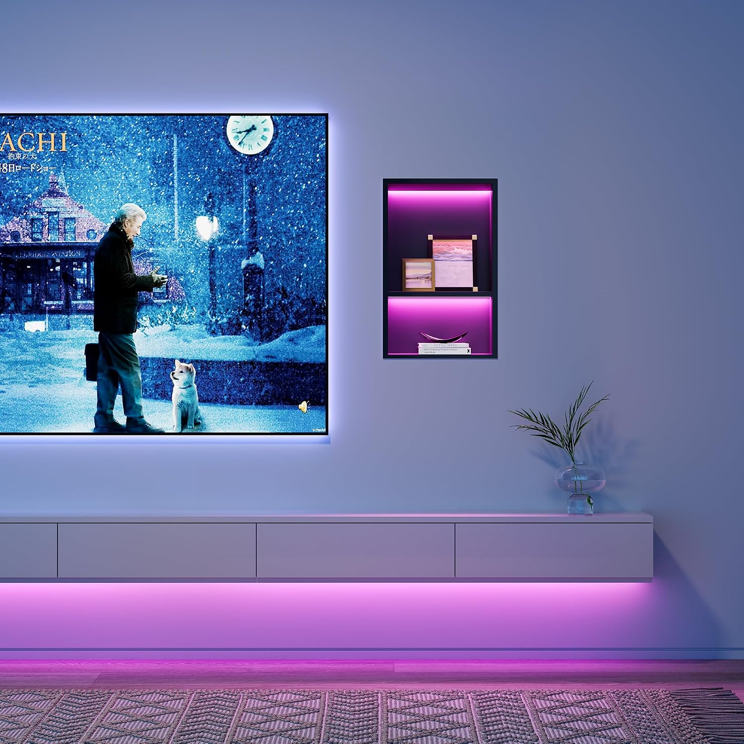 2-Tiers 12x18Inch Wall Niche with RGB LED Light Strips, Matte Black Shower Niche Cabinet, Stainless Steel Bathroom Shelf, NO Tile Needed Recessed Storage Organizer
