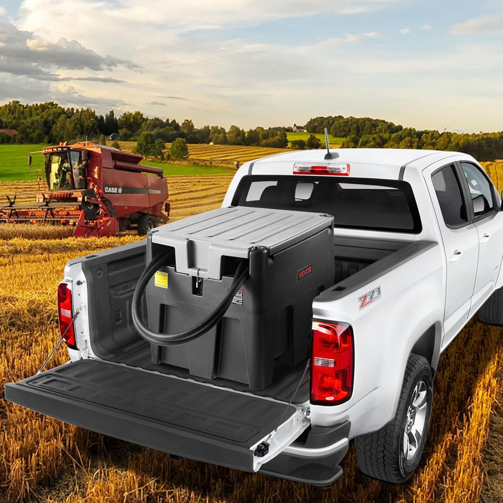 VEVOR Portable Diesel Tank, 58 Gallon Capacity & 10 GPM Flow Rate, Portable Fuel Tank with 12V Electric Transfer Pump and 13.1ft Rubber Hose, PE Diesel Transfer Tank for Easy Fuel Transportation Black